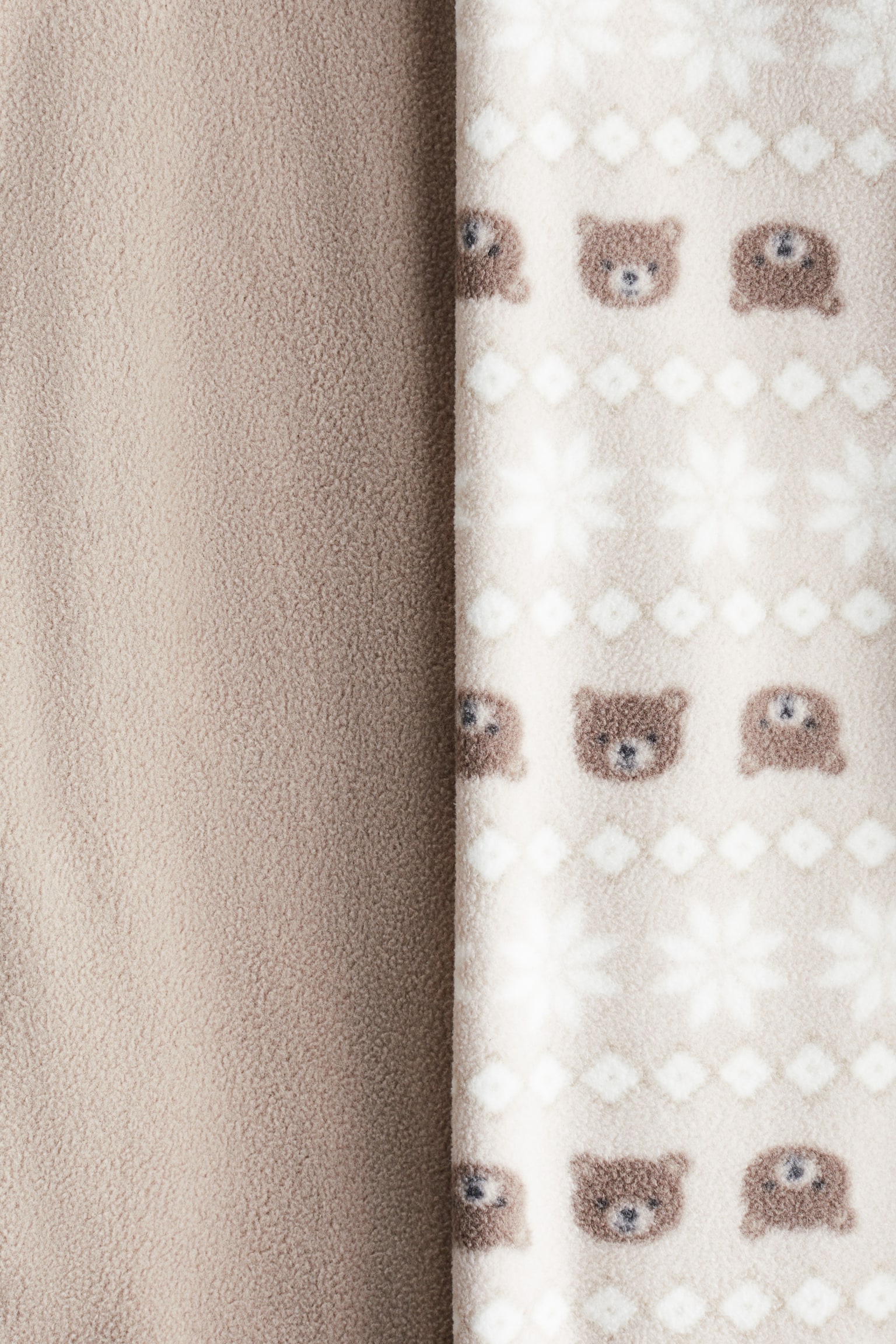 Flísový pyžamový overal na zip 2 kusy - Světle béžová/medvídci/Růžová/srdíčka/Modrá/hvězdičky/Světle zelená/třešně - 2