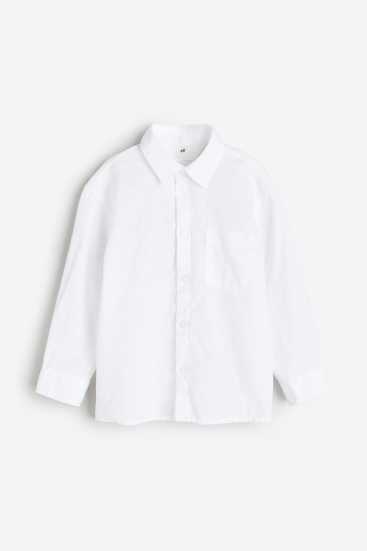 Linen-blend shirt - White/Light green - 1