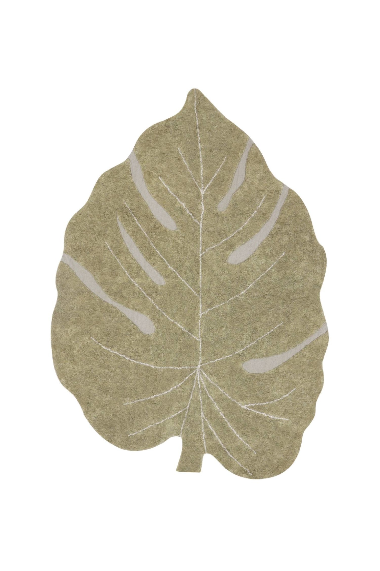 Tapis Lavable Monstera - Olive, Naturel, Miel - 1