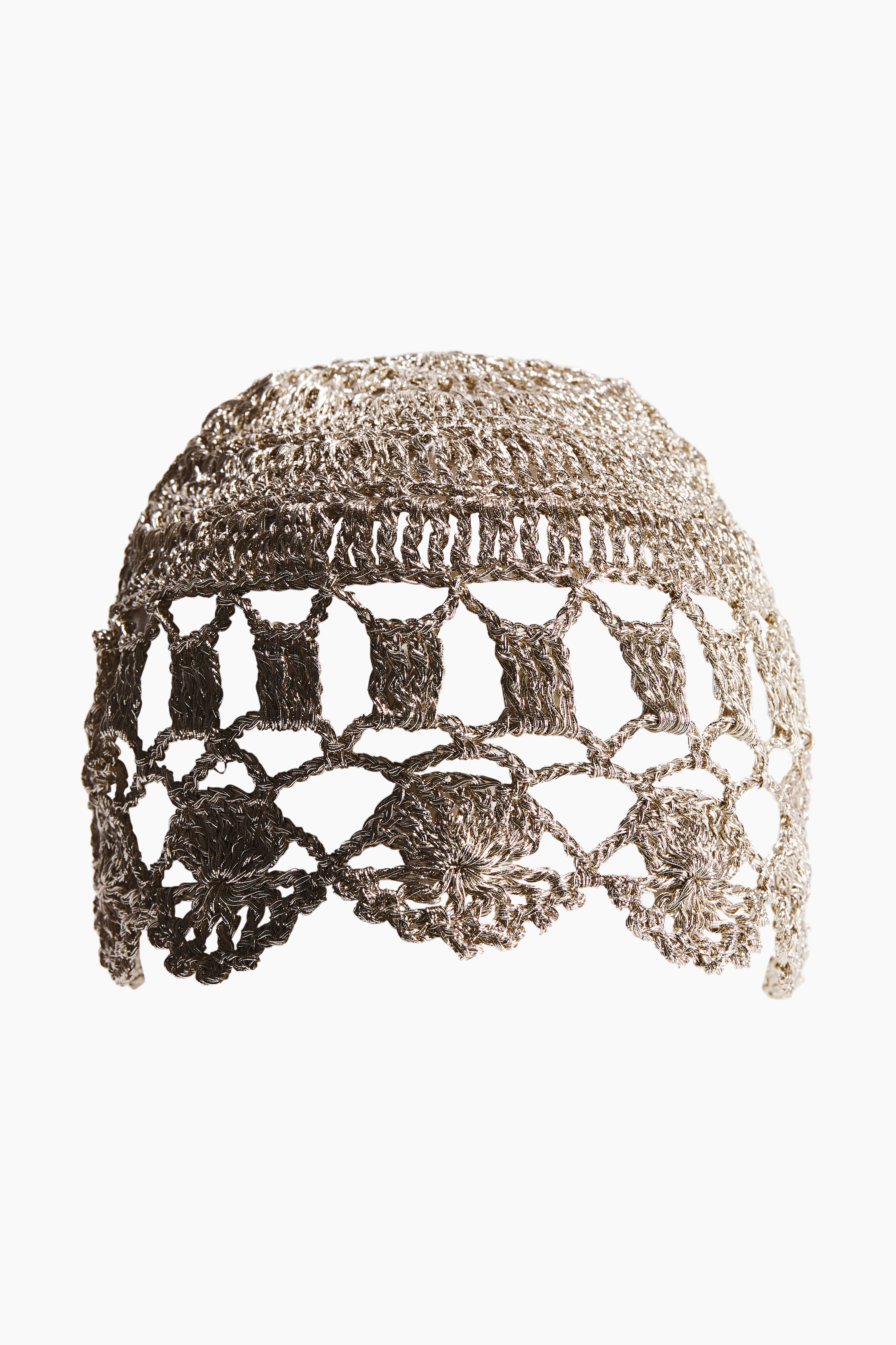 Gorro com aparência de crochet - Toupeira/Dourado