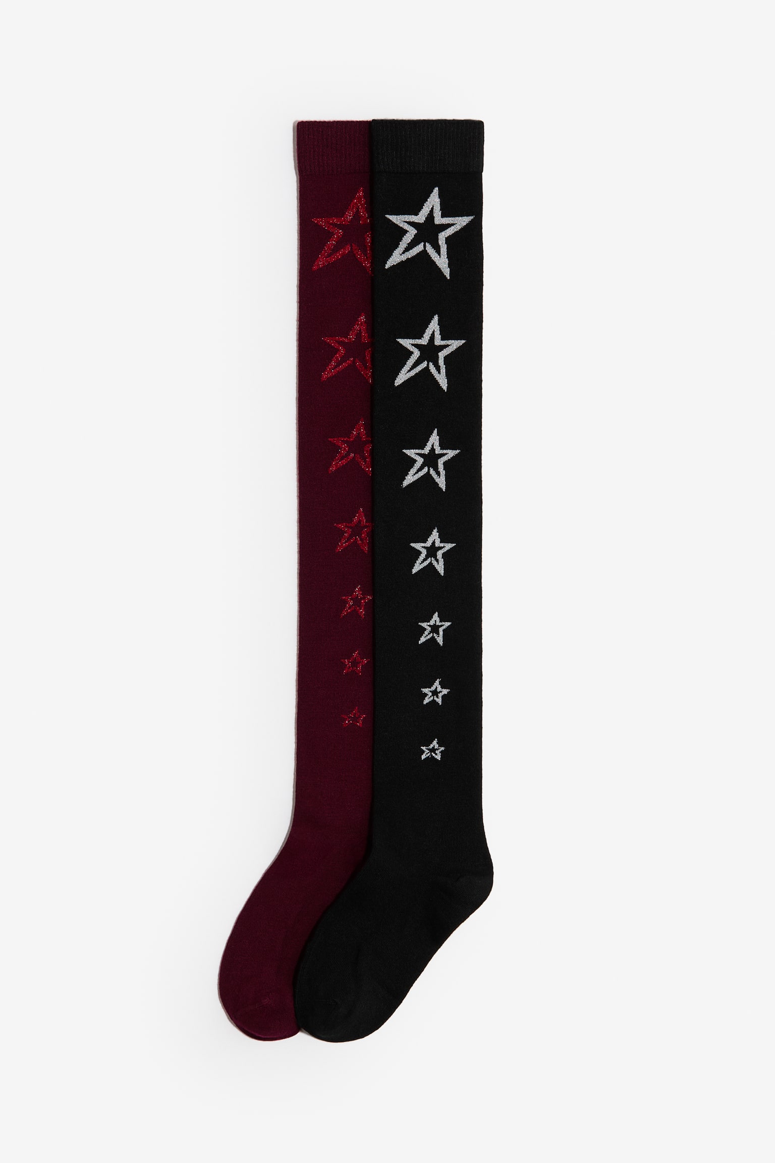 2-pack knee socks - Burgundy/Black - 1