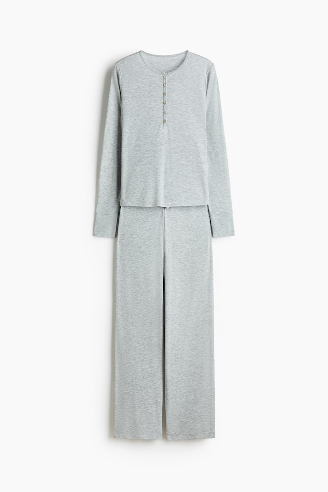 Viscose-blend pyjamas - Light grey marl - 1