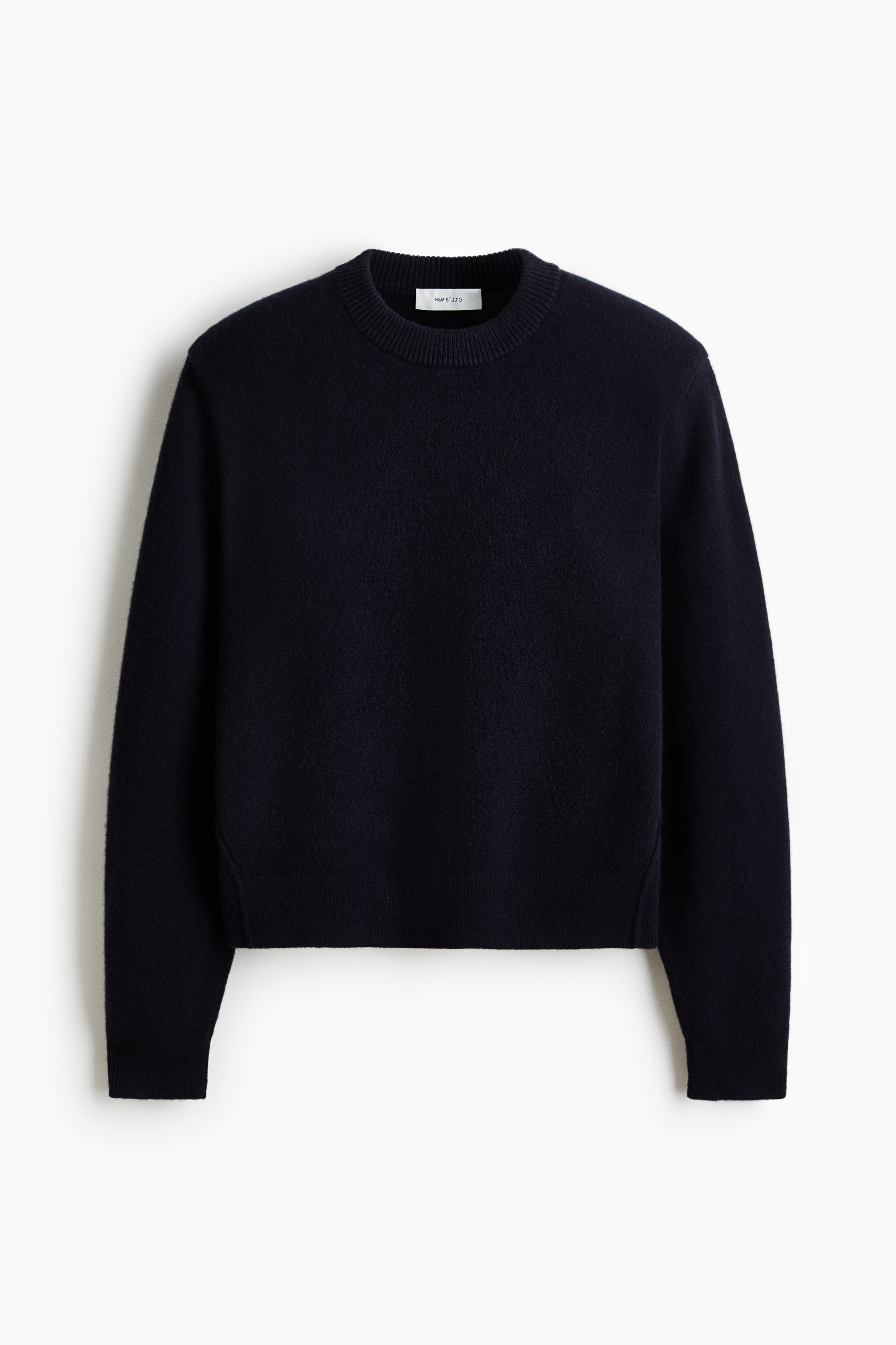 Shoulder Pad Wool Blend Sweater - Navy blue/Light grey marle/Light beige
