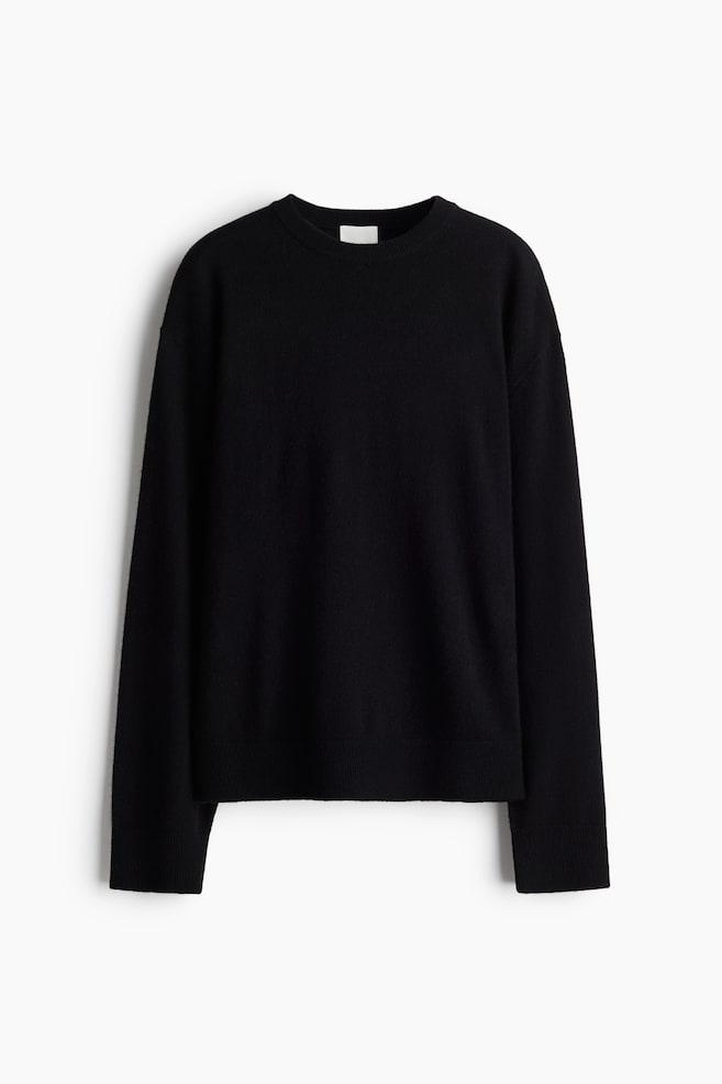 Oversized cashmere jumper - Black - 1
