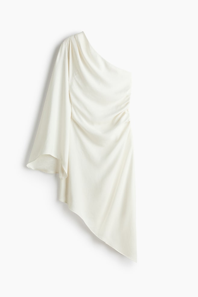 Robe asymétrique à effet drapé - Ivoire - 1