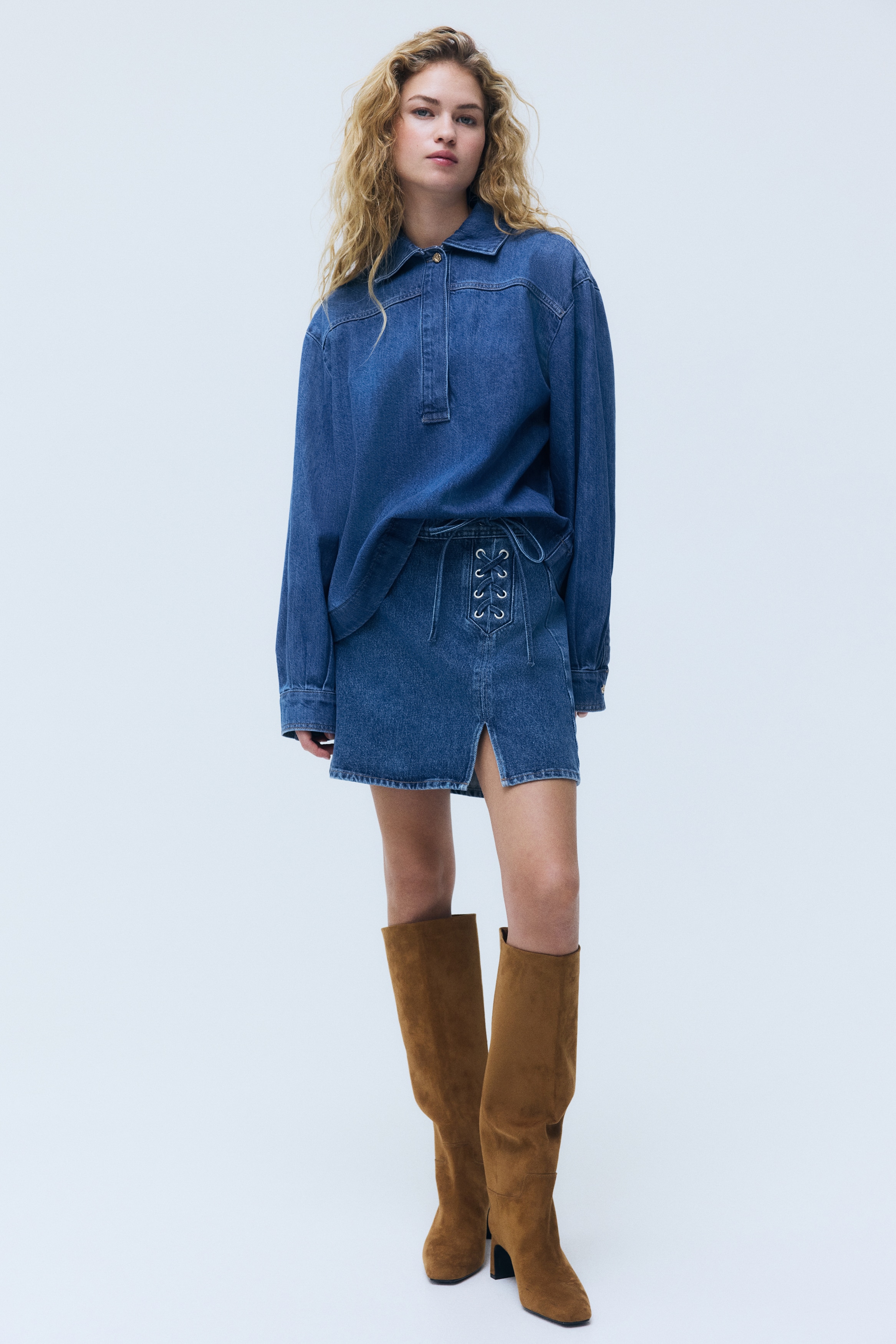 Denim popover shirt