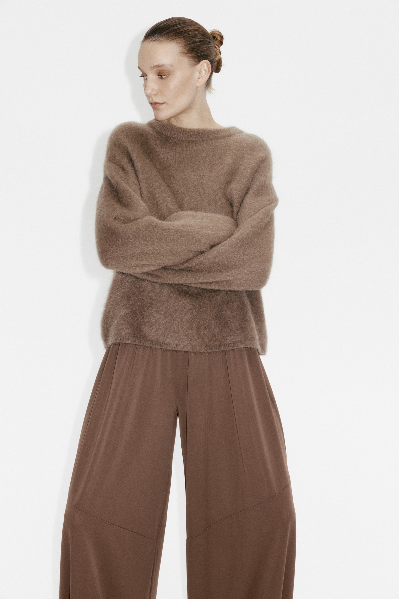 Balloon-leg trousers - Brown/Black - 5