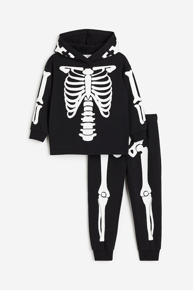2-teiliges Sweatshirt-Set mit Print - Schwarz/Skelett - 1