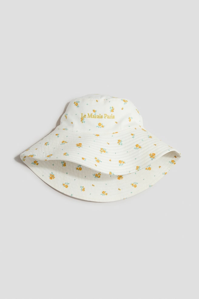Cotton twill sun hat - White/Floral/Light beige/Leopard print - 1