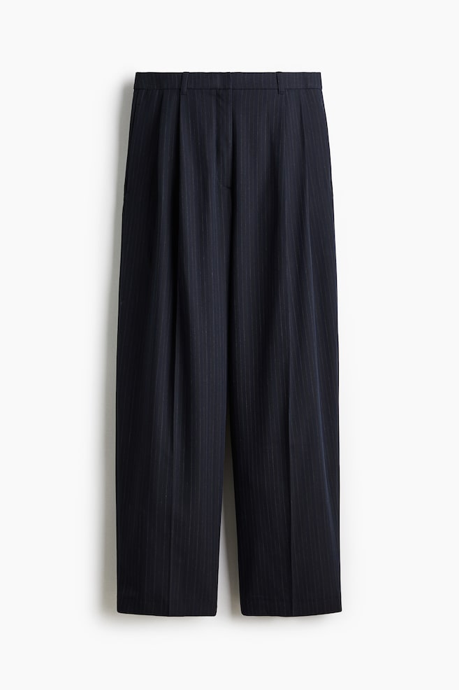 Pantaloni eleganți - Albastru-închis/dungi fine - 1