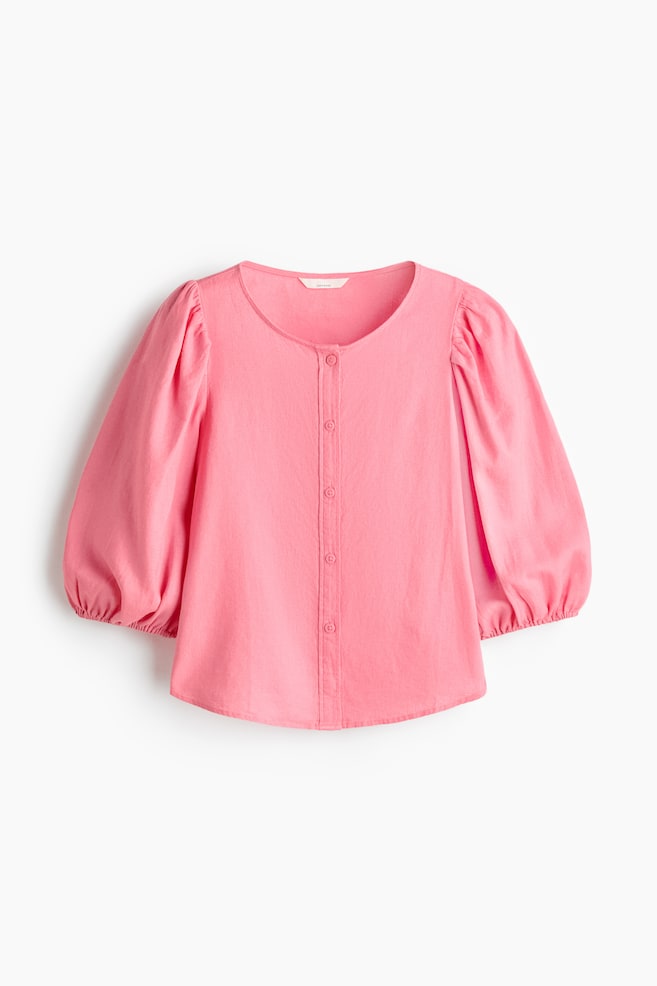 Linen-blend blouse - Pink/White/Floral/Brown/Leopard print/Black/Floral - 1