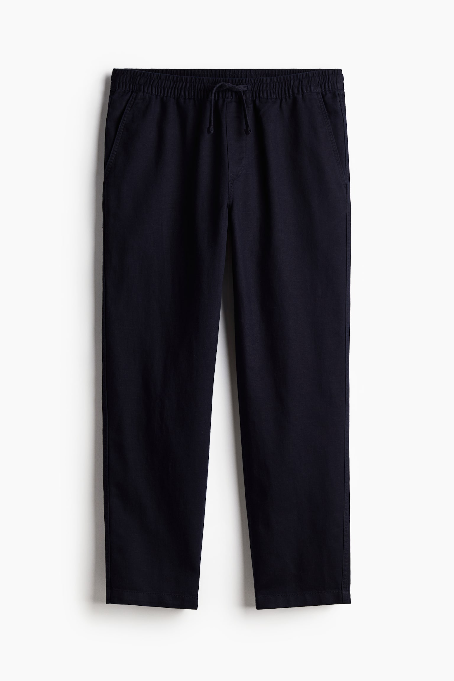 Relaxed Fit Linen-blend trousers - Navy blue/White - 2