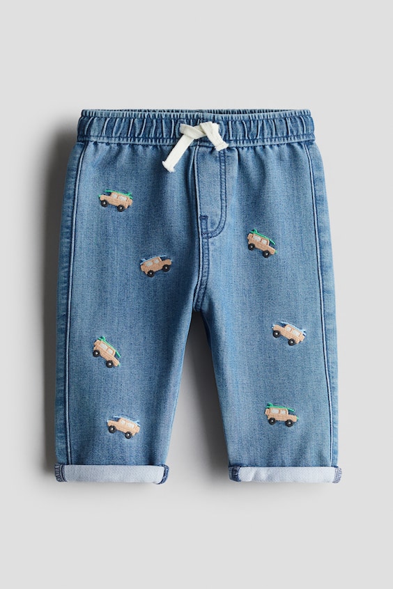 Детские джинсы H&M Embroidered-Detail Denim Joggers