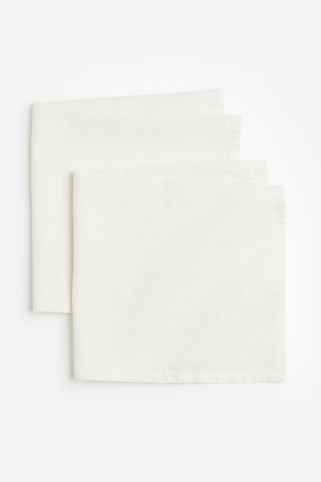 Lot de 2 serviettes de table en lin mélangé - Blanc/Orange/Marron/Taupe clair/Vert/Marron/Rose - 3