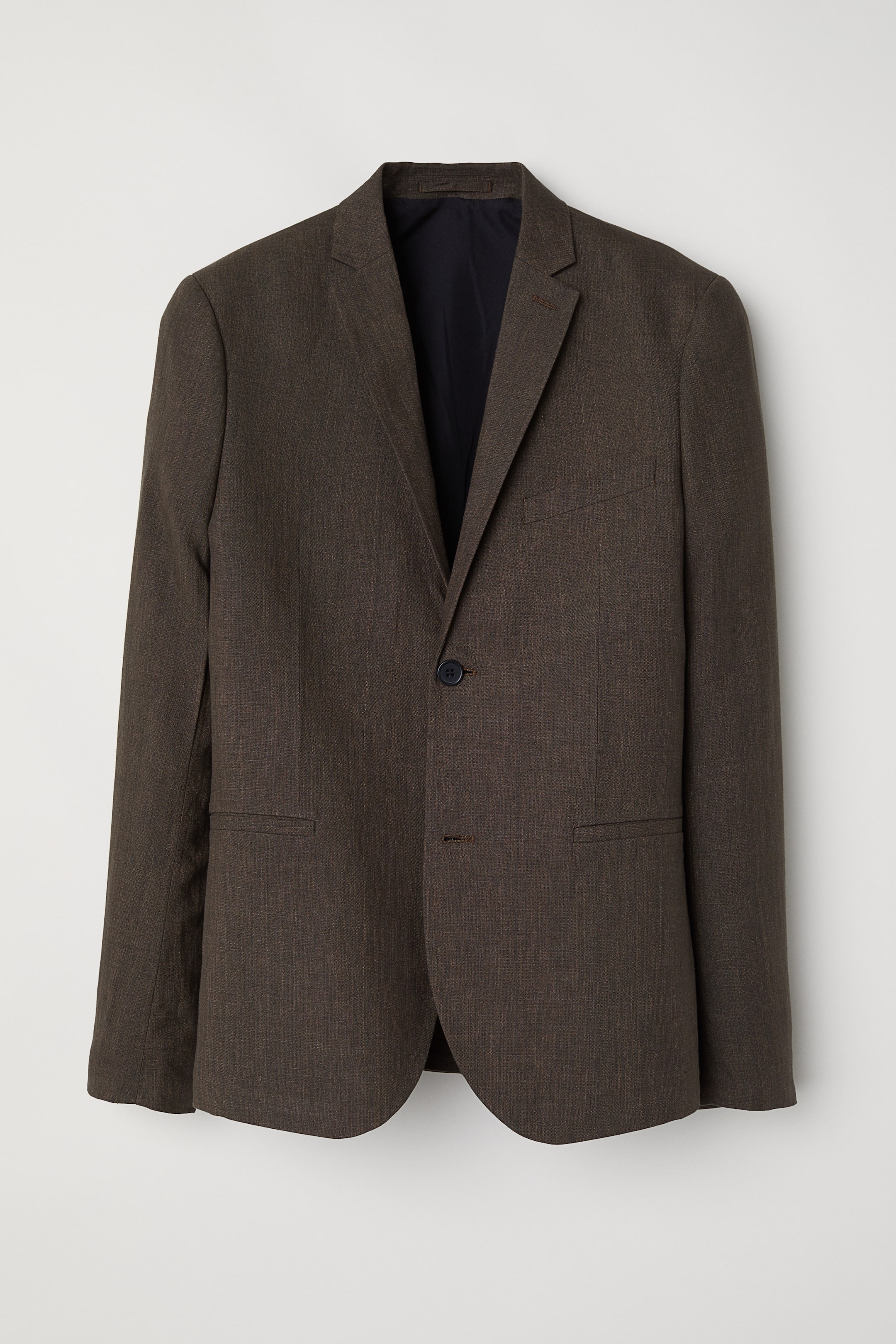 View larger image: Linen jacket Slim Fit - Dark khaki green - Men | H&M 1