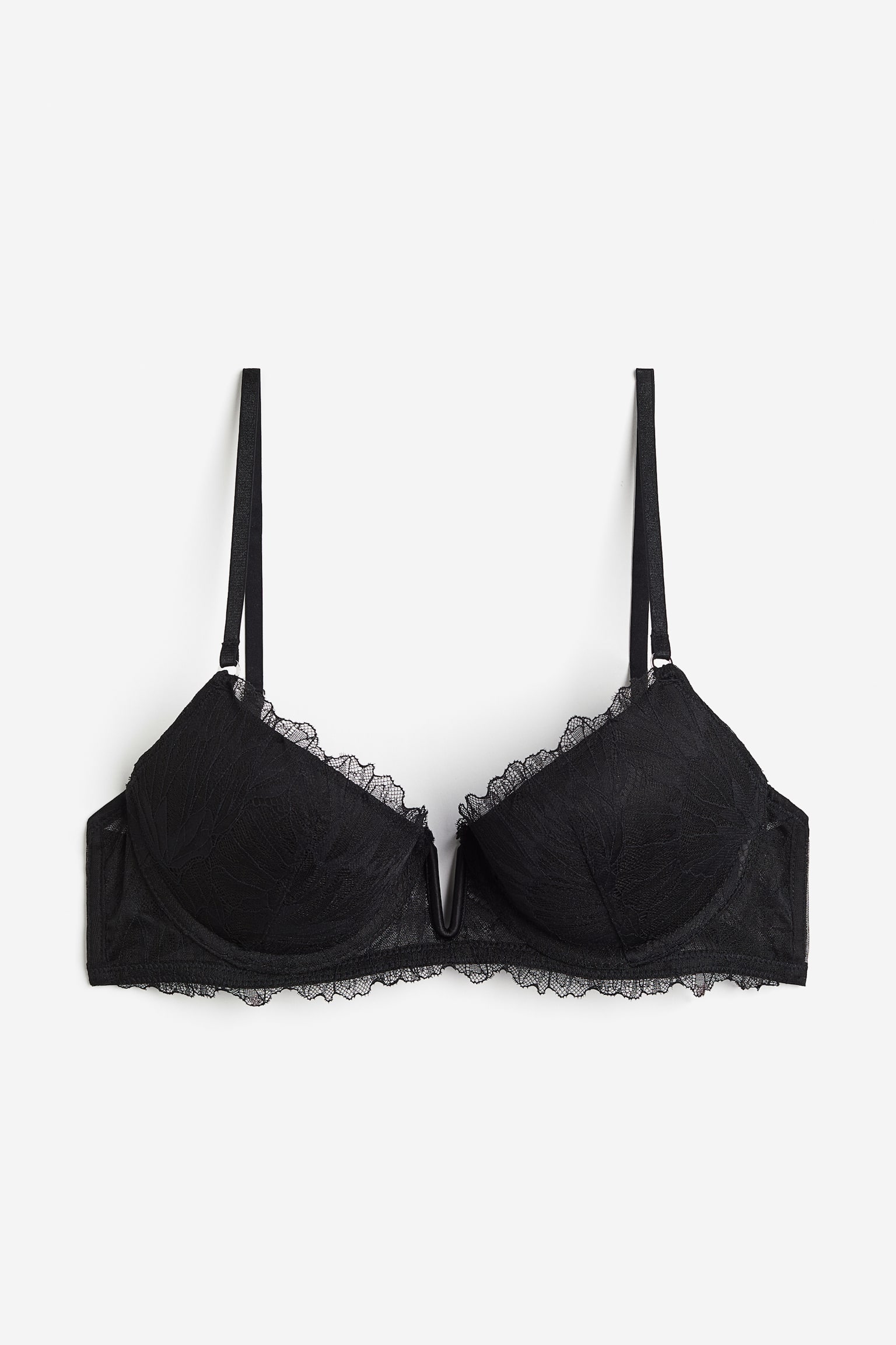 Lace Demi Push Up Bra - Black/White/Powder pink - 1