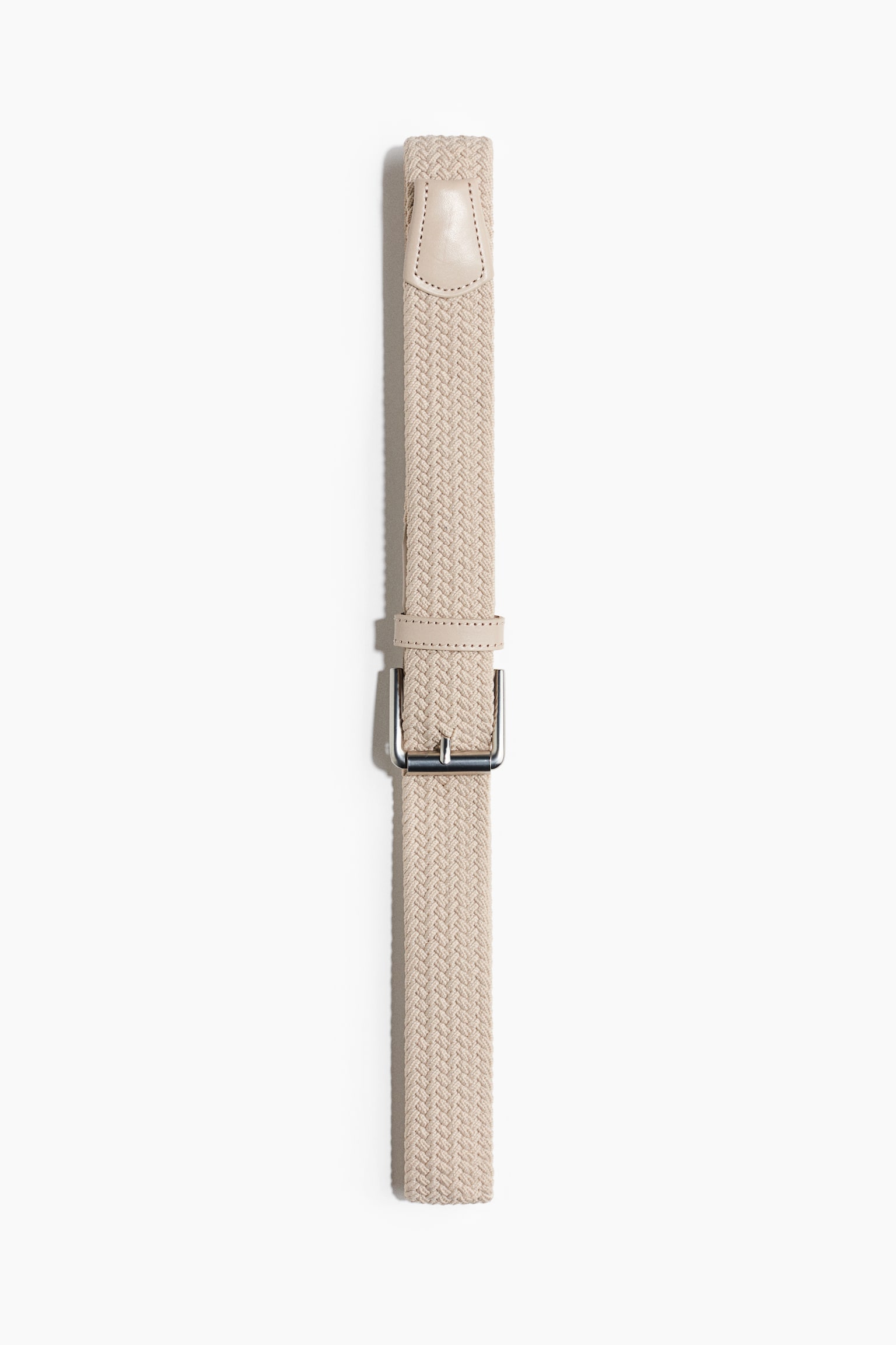 Elasticized Fabric Belt - Light beige/Black