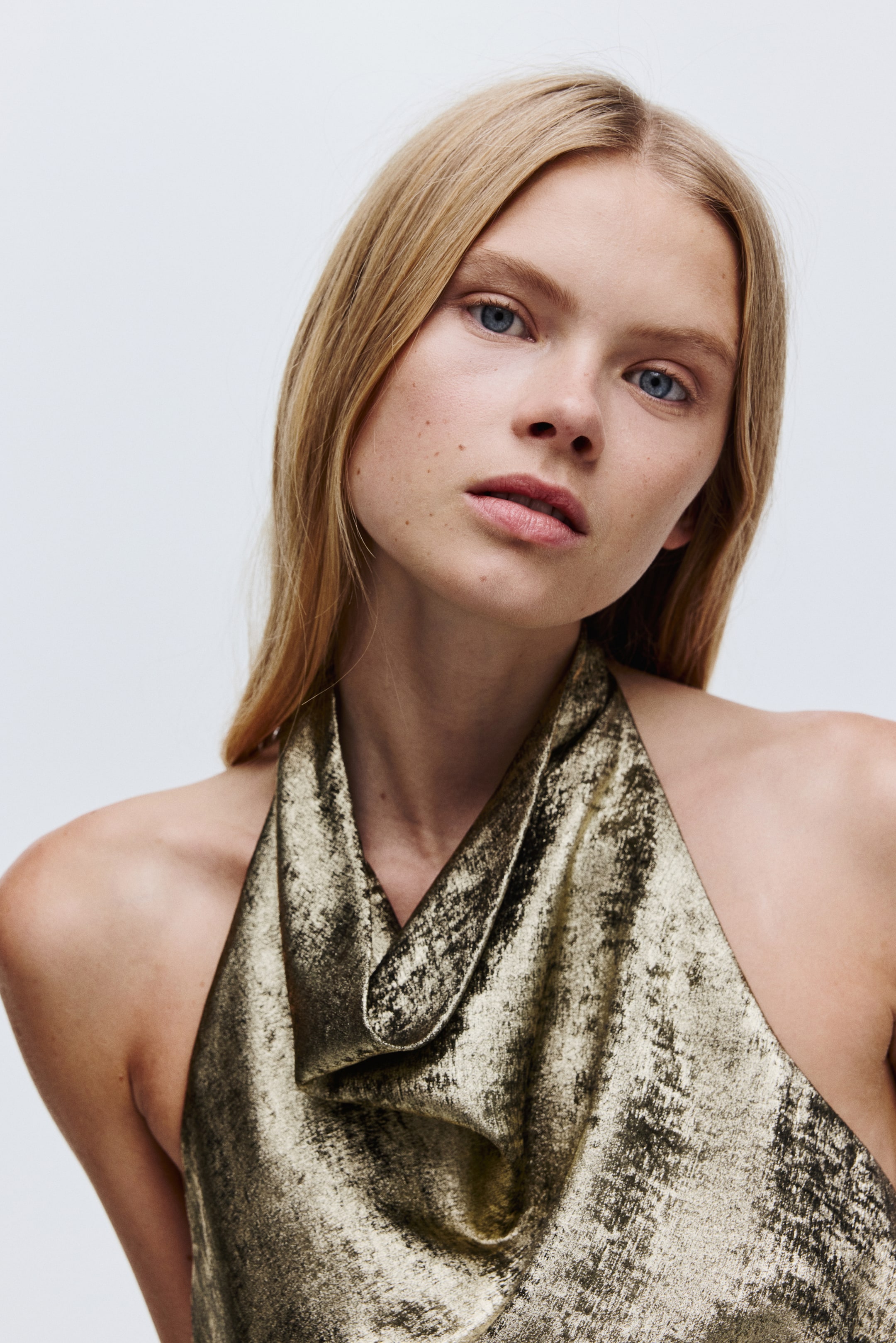 Vezi imaginea mai mare: Top cu bretea la gât - Auriu - FEMEI | H&M RO 1