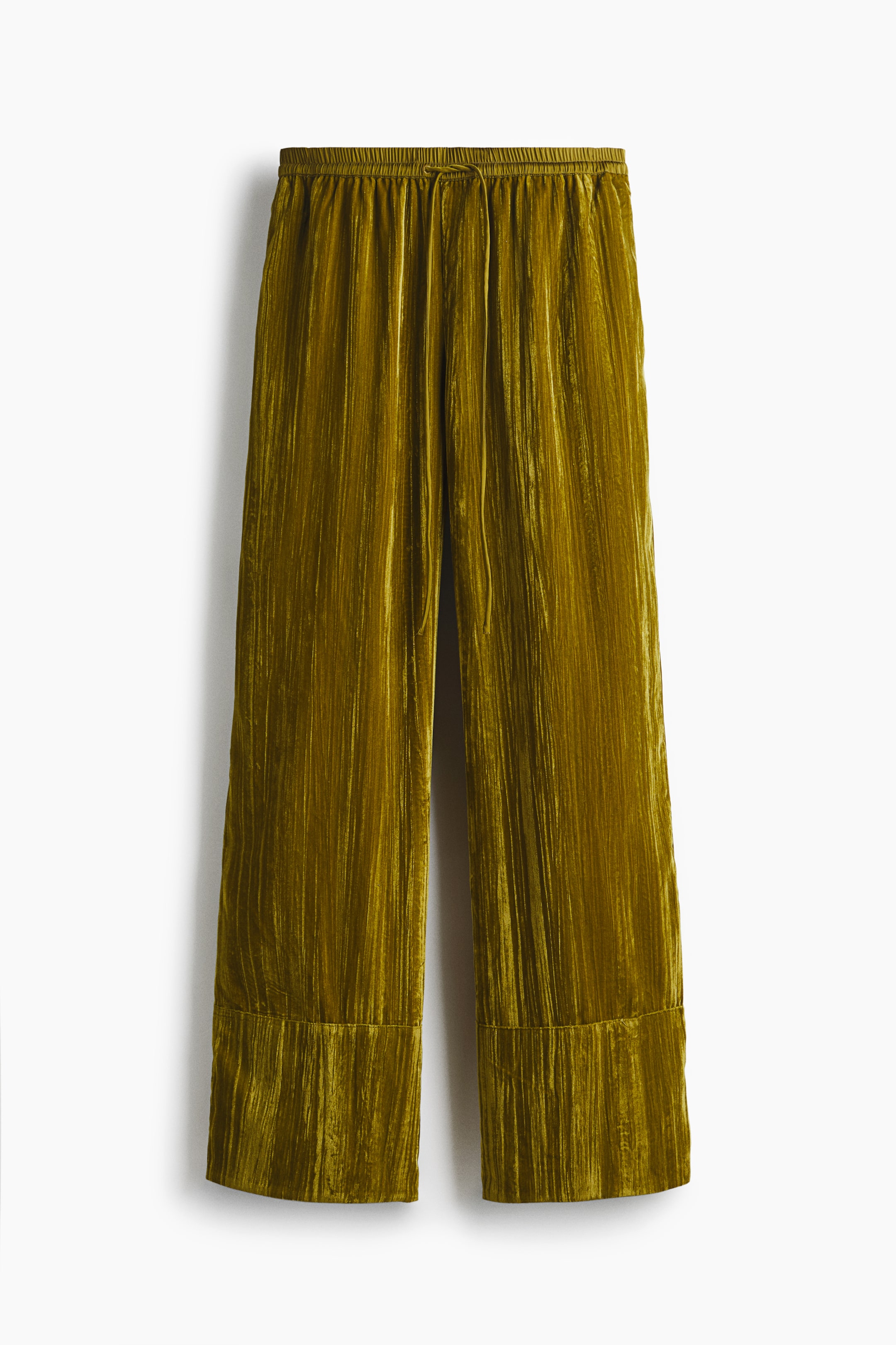View larger image: Velvet drawstring trousers - Golden olive - Ladies | H&M IE 5