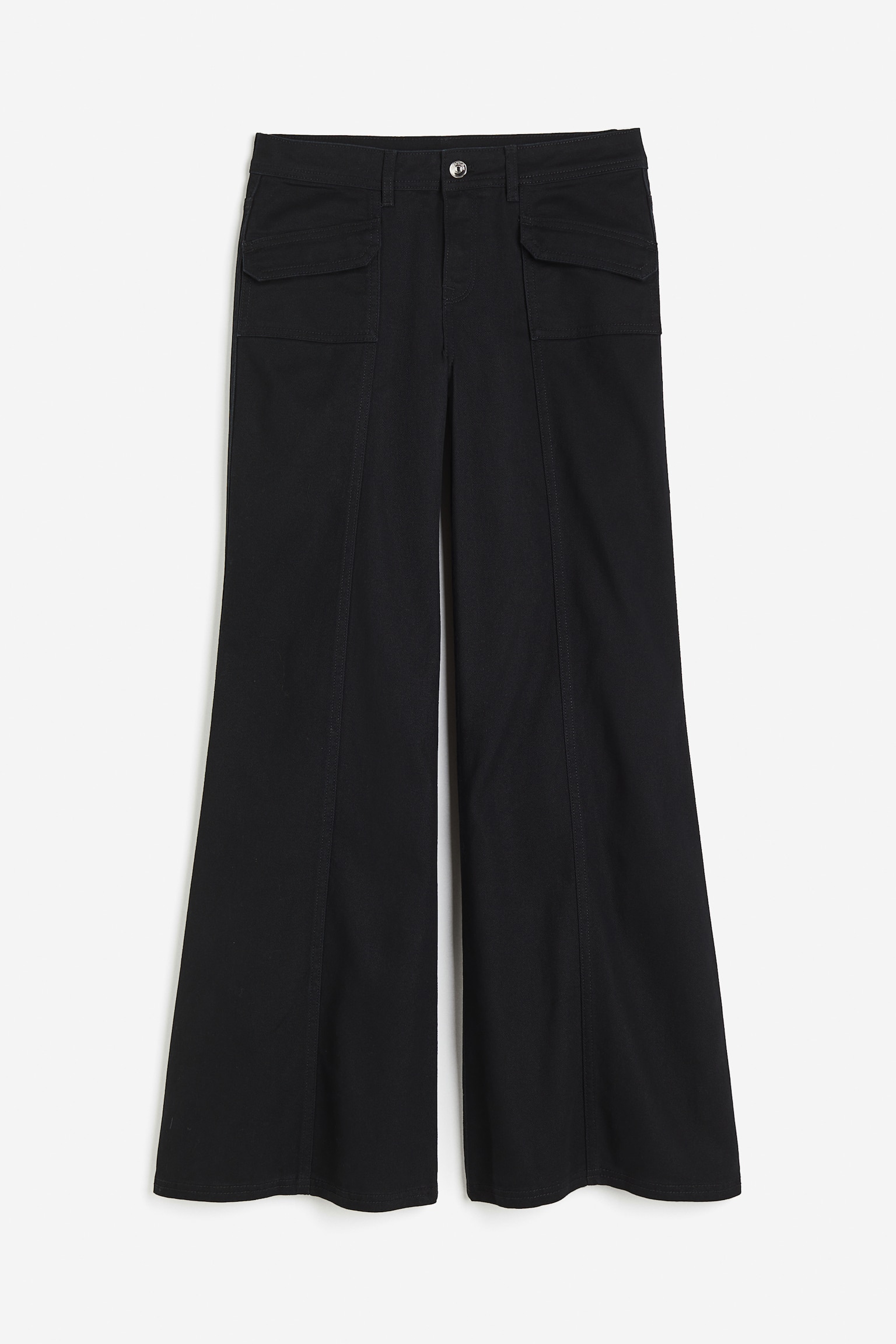 Wide twill trousers - Black/Light beige/Grey/Light greige - 2