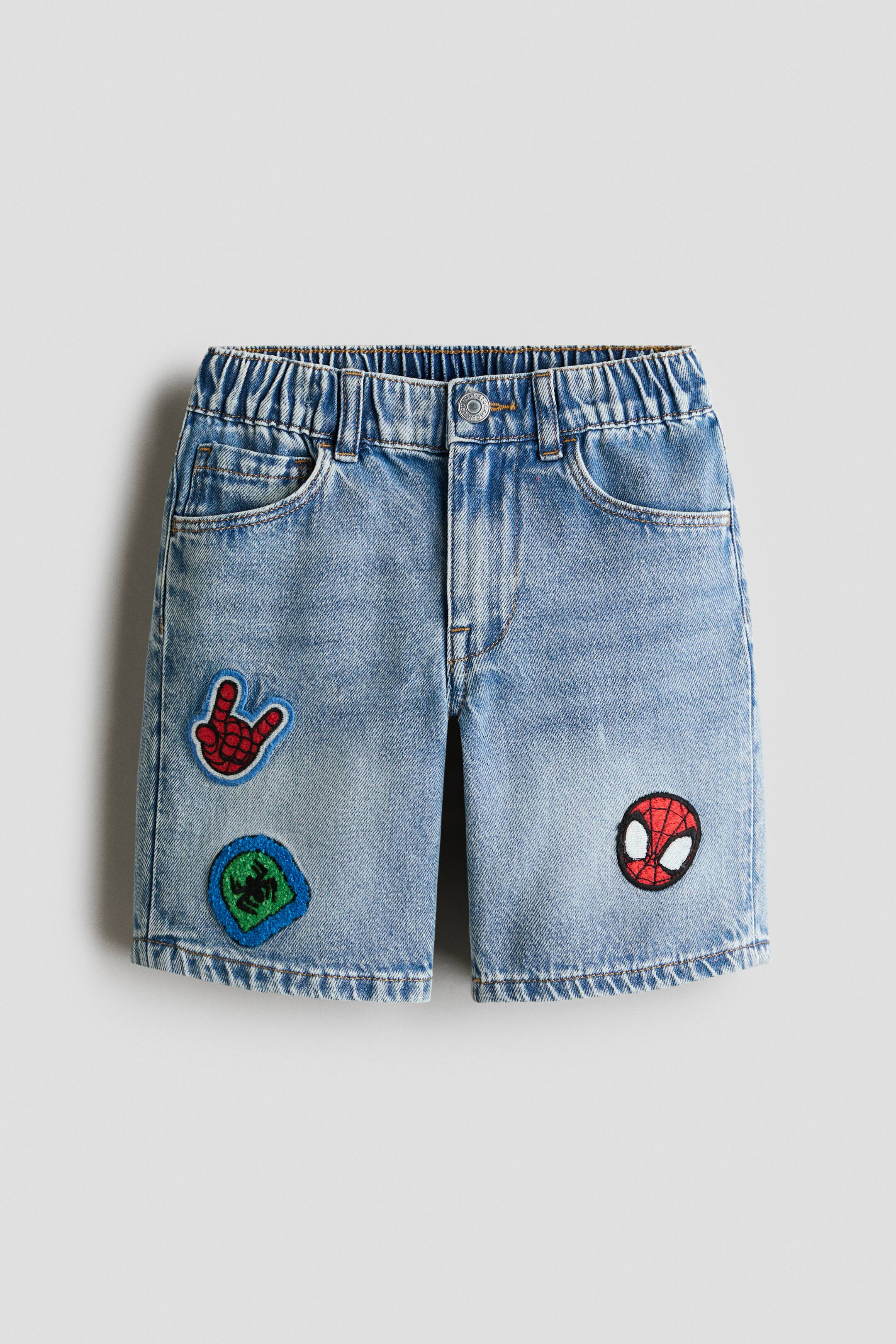 View larger image: Appliquéd denim shorts - Light denim blue/Marvel Comics - Kids | H&M 1