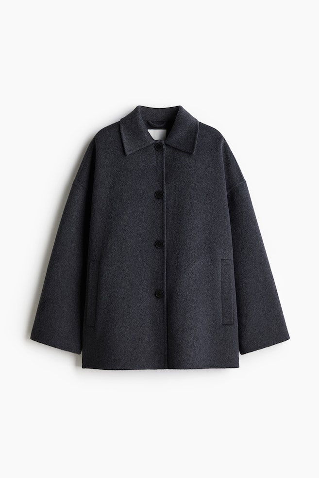 Veste faite main en laine mélangée - Gris foncé - 1