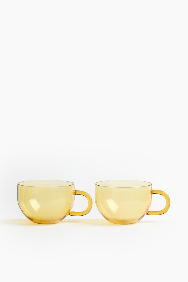 2-pack glass mugs - Yellow/Clear glass/Gray - 1