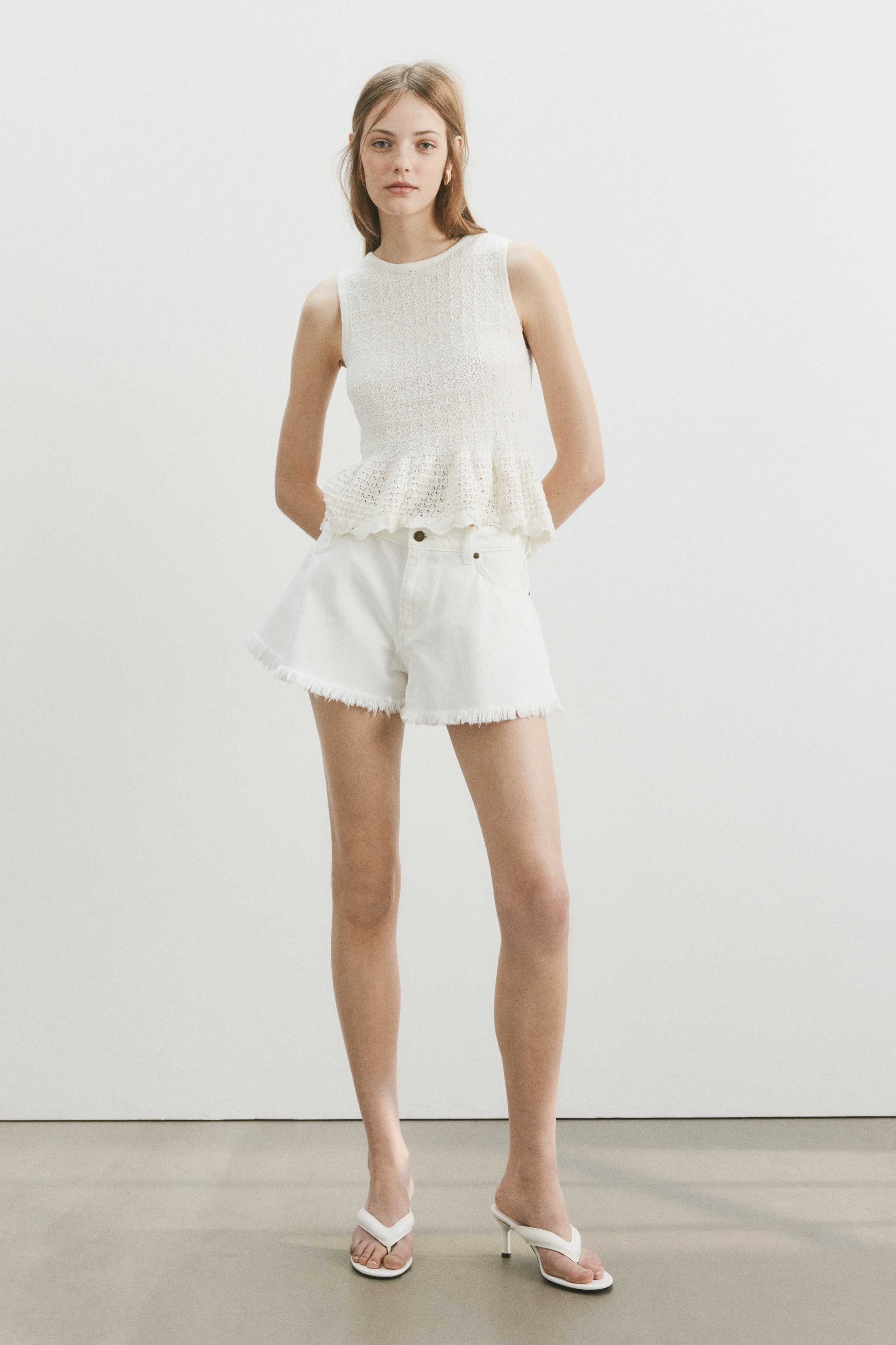 slim fit dress slacks White Mini Skort with Shorts
