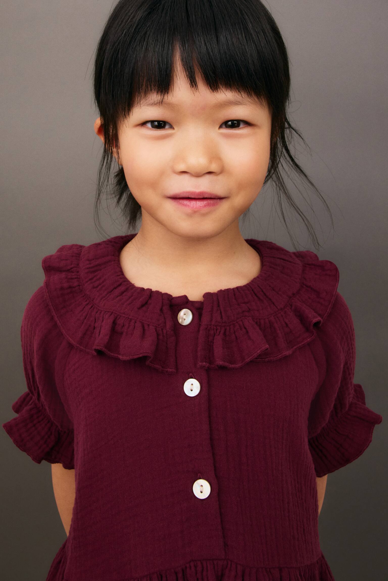 Cotton muslin dress - Plum - 4