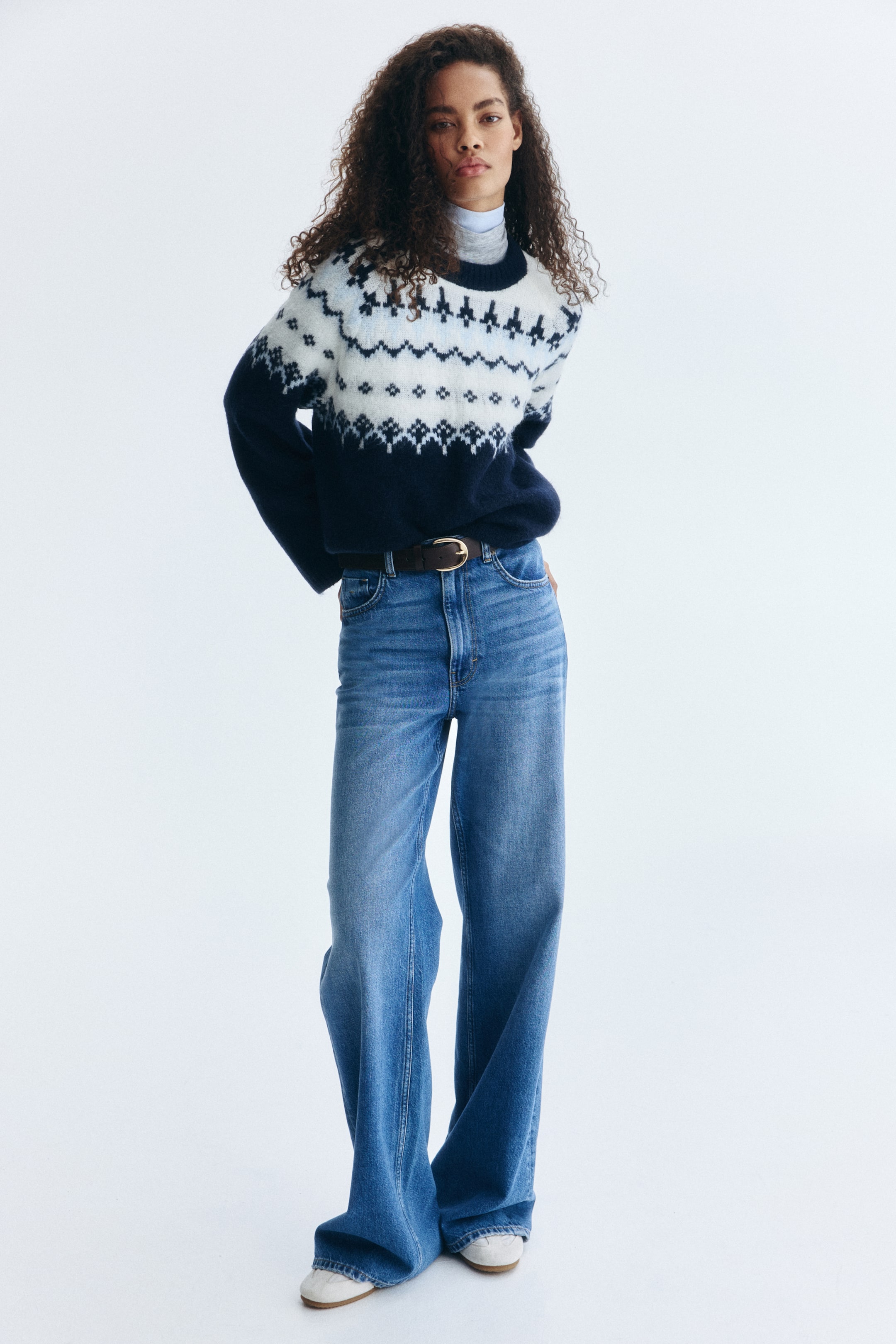 View larger image: Jacquard-knit jumper - Navy blue/White - Ladies | H&M GB 2
