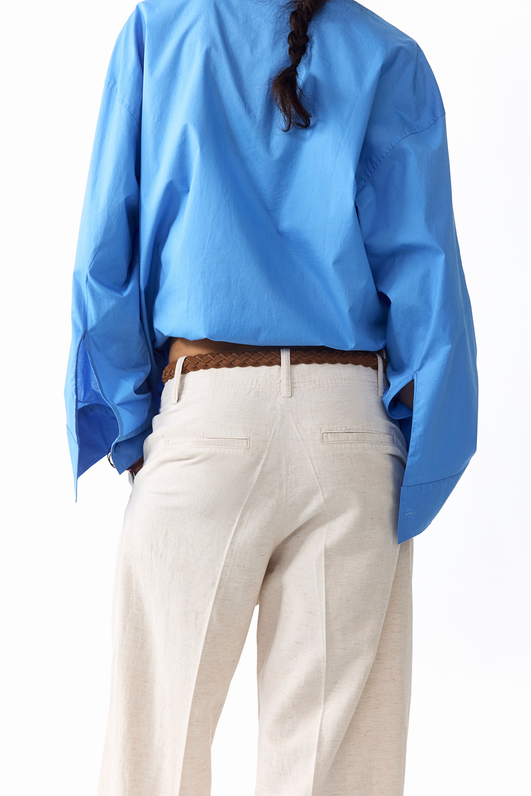 Pantalon effilé en lin mélangé