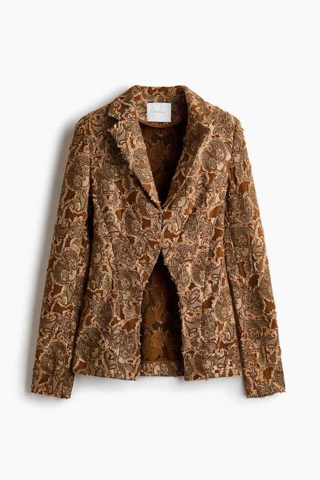 Single-breasted jacquard-weave blazer - Dark beige/Paisley pattern - 1