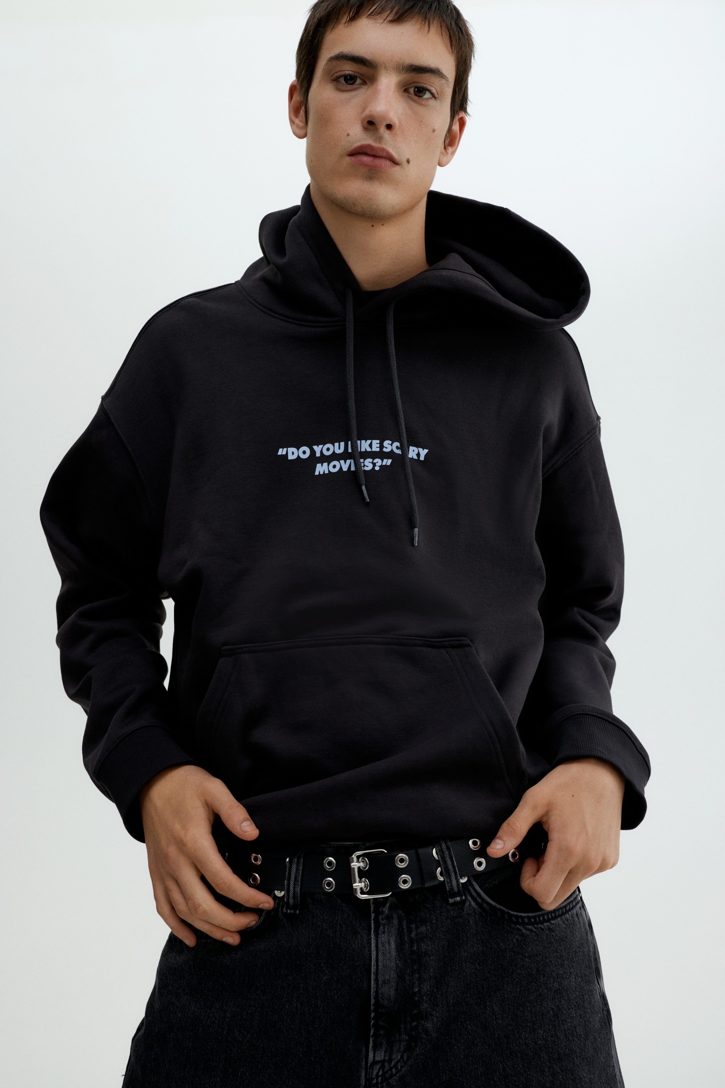 Loose-Fit Printed Hoodie - Black/Scream - Men | H&M US