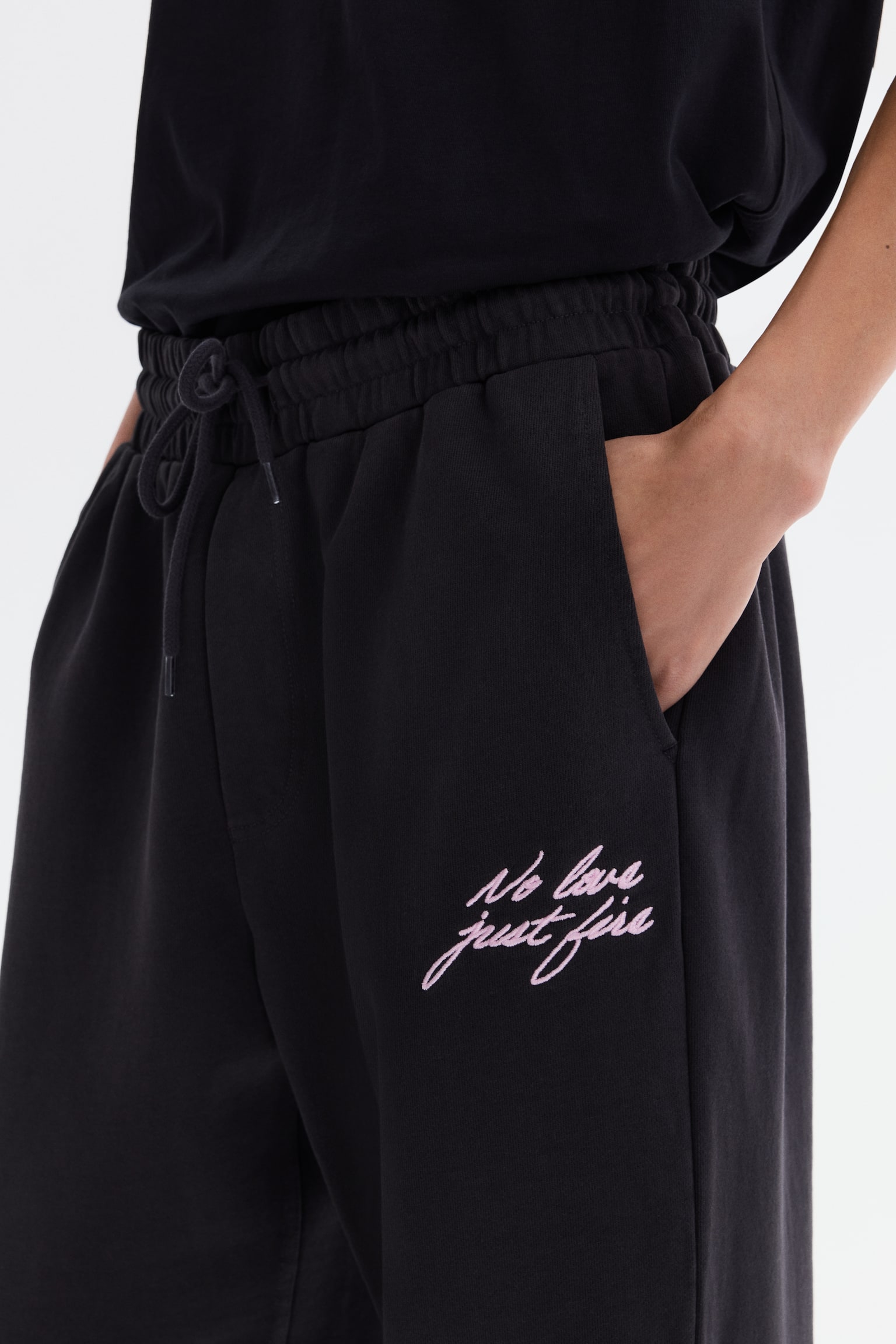Relaxed Fit Cotton joggers - Black/No Love Just Fire/Pink/Just Love - 6