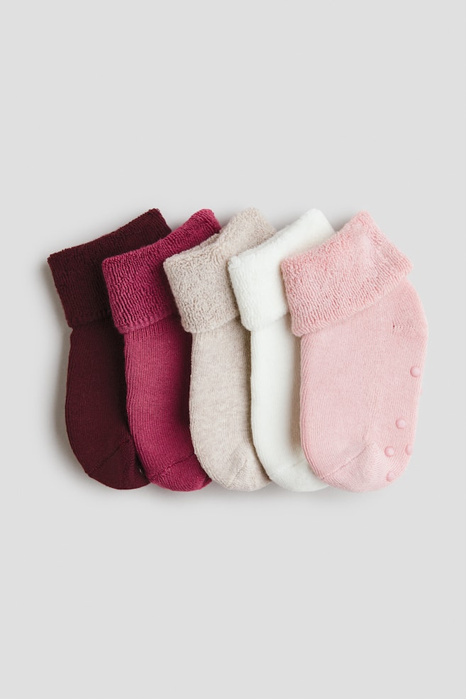 5-pack Non-slip Terry Socks - Light pink/dark red/Dark brown/brown/Blue/beige/Gray/black - 1