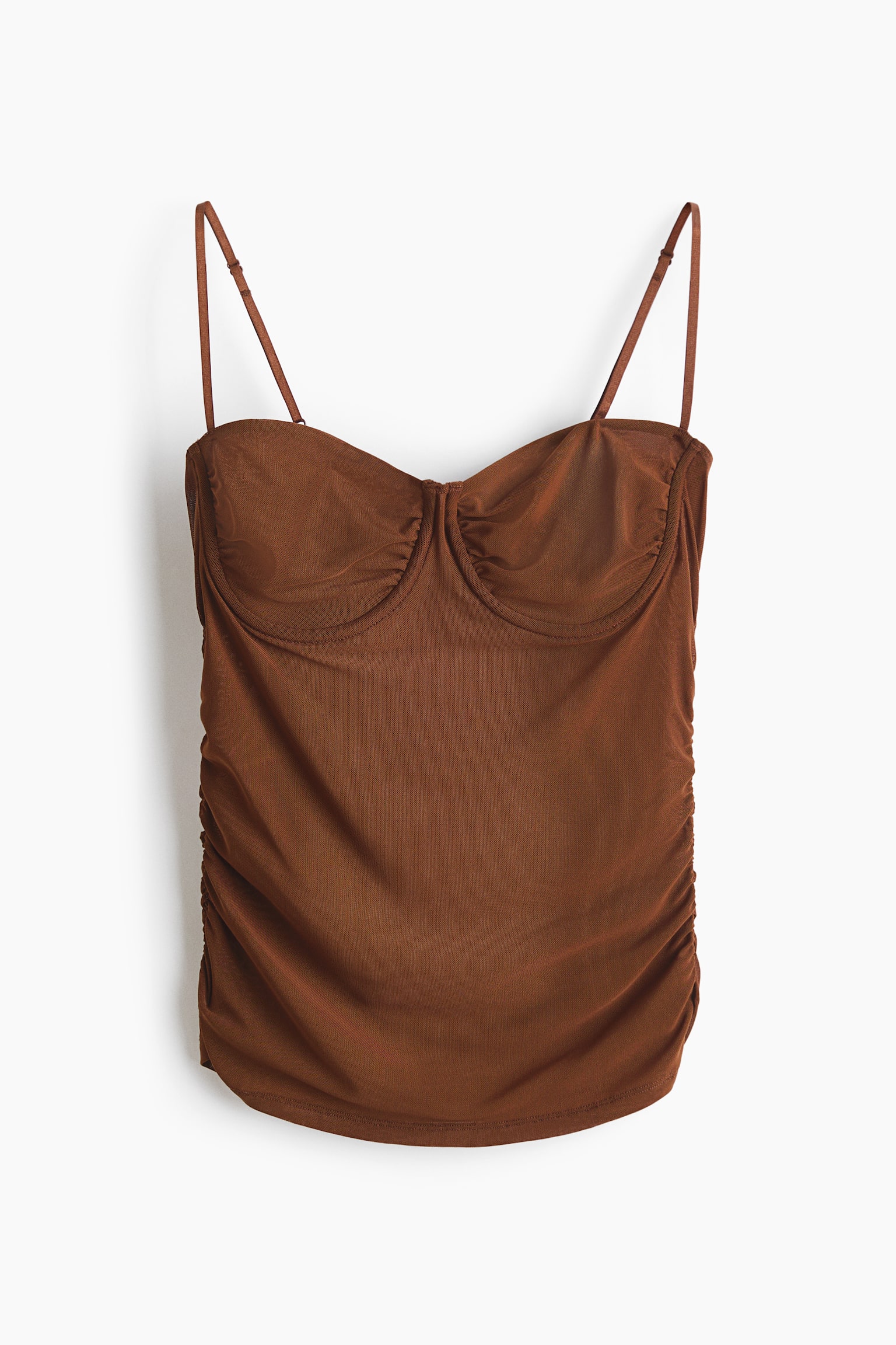 Ruched mesh top - Brown/Black - 1