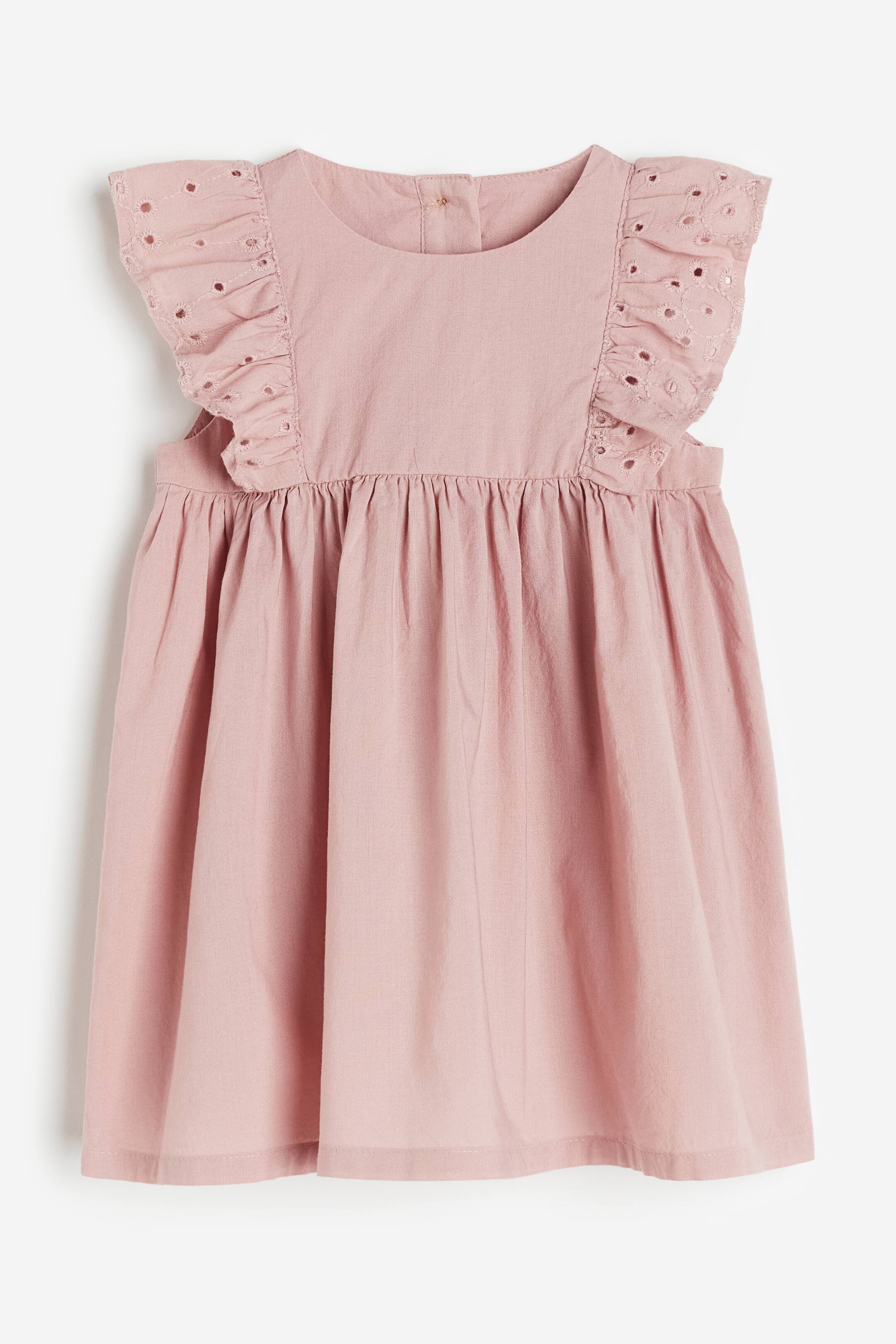 View larger image: Flounce-trimmed cotton dress - Old rose - Kids | H&M 1