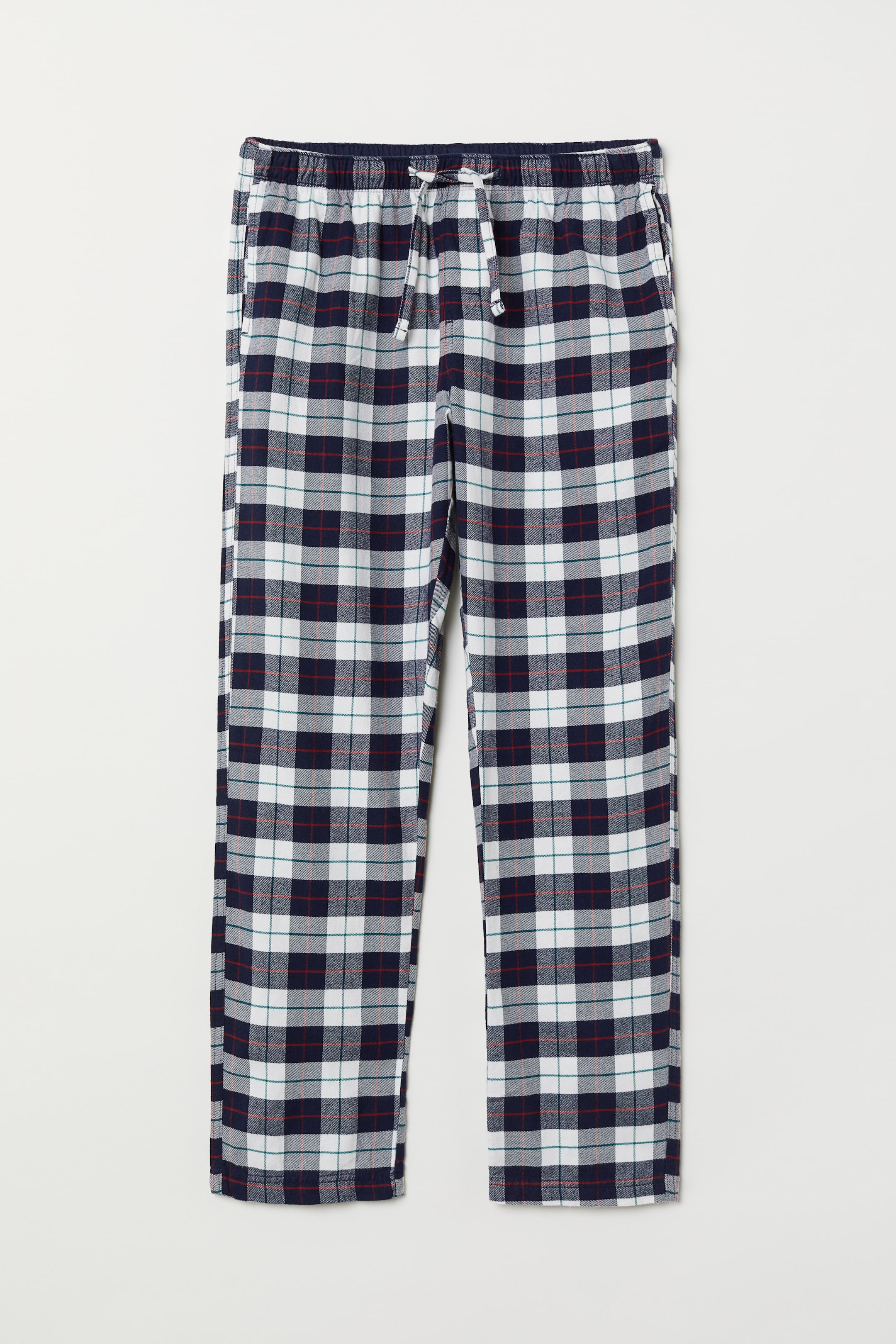 이미지 확대 보기: 레귤러핏 플란넬 파자마 팬츠 - 화이트/다크 블루 체크 - Men | H&M KR 1