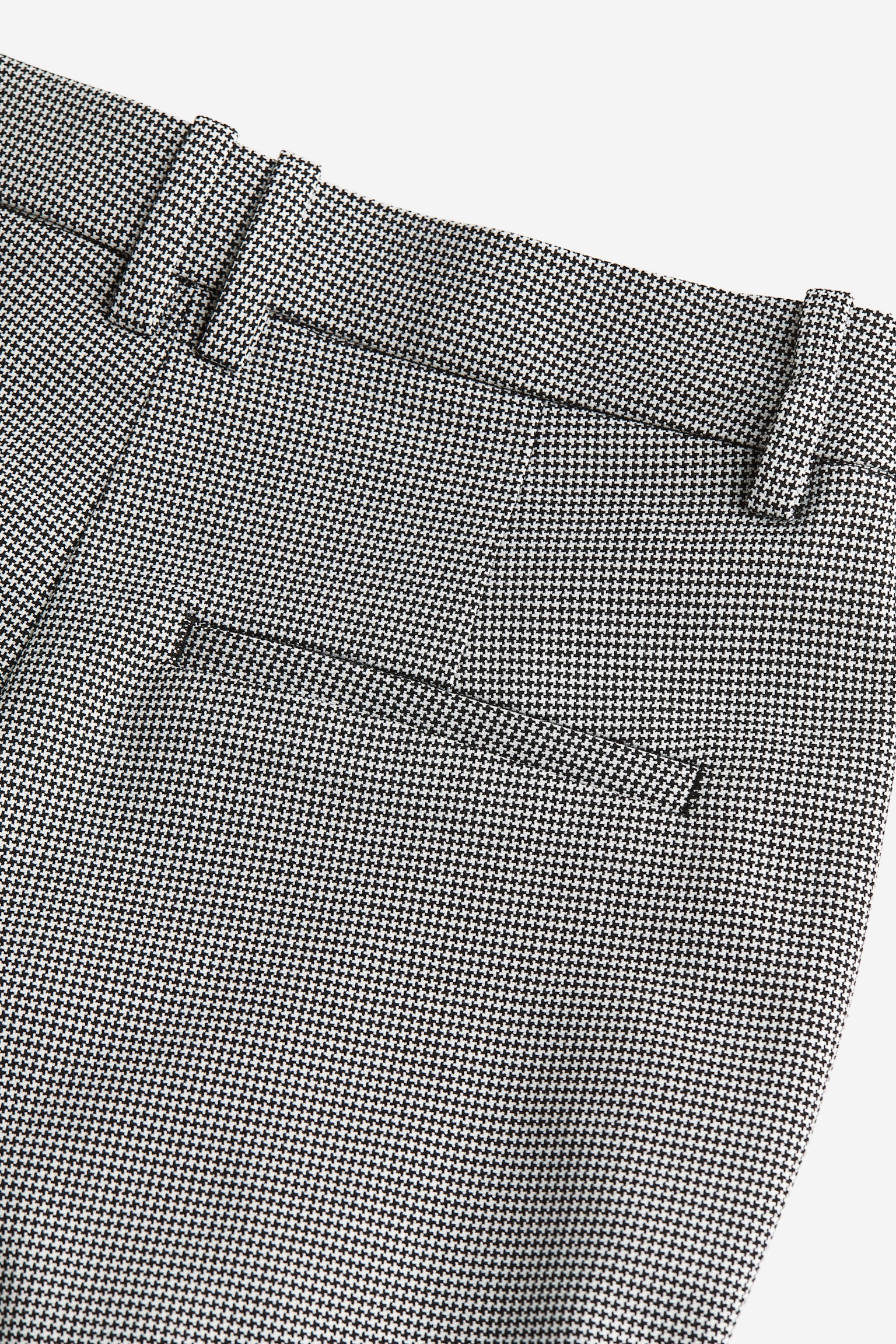 Slit-hem trousers - Black/Dogtooth-patterned/Black - 5