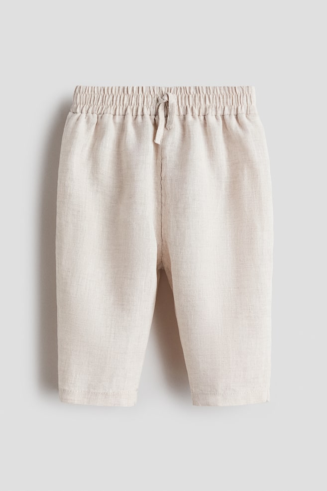 Linen trousers - Light beige/Brown - 1