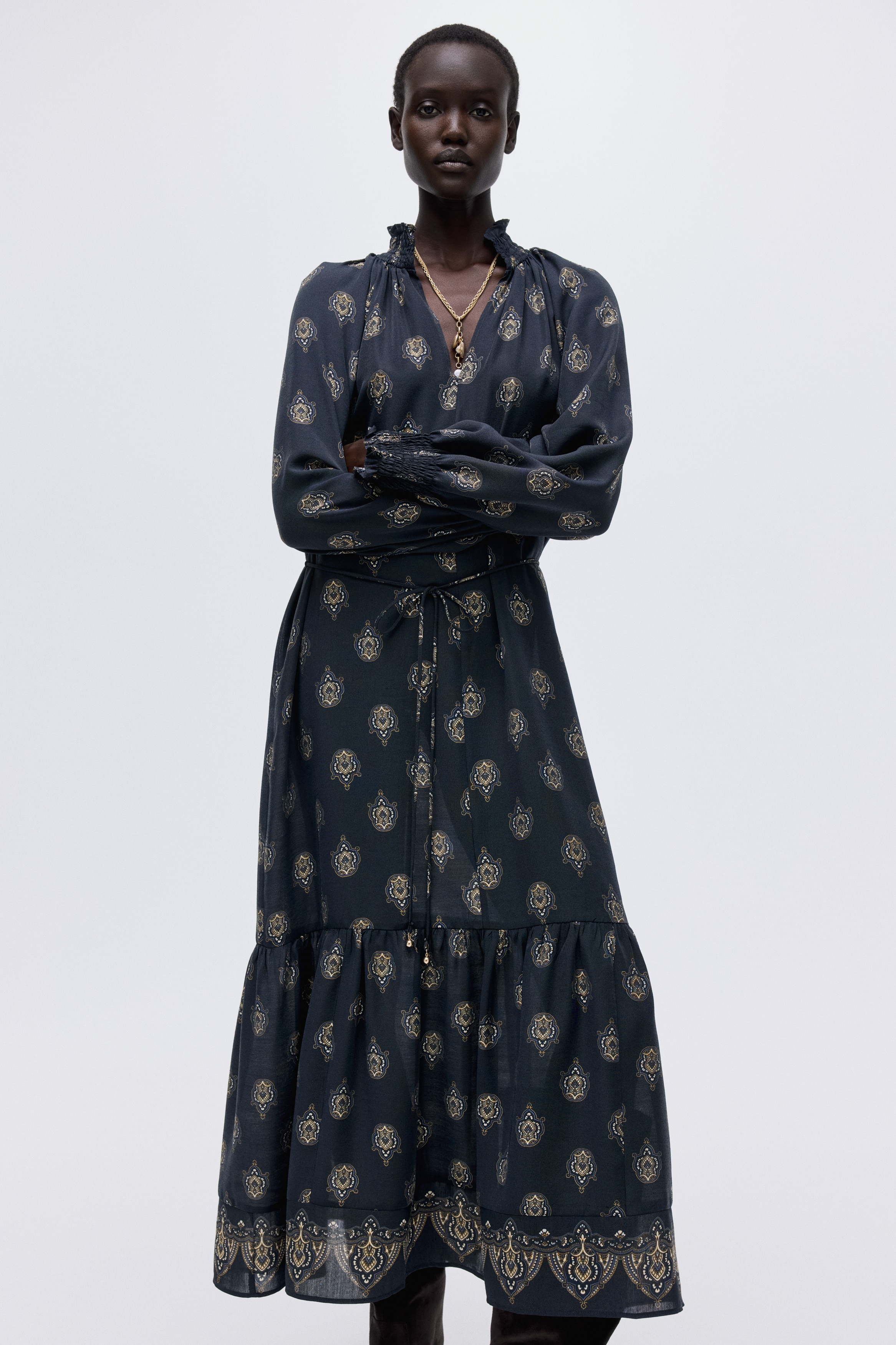 Smocked-detail dress