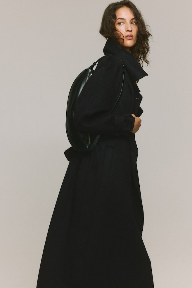 Handmade wool-blend coat - Black/Brown - 1