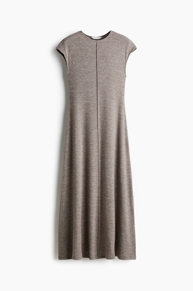 Cap-sleeved jersey dress - Mole marl/Light beige marl/Dark grey marl - 1