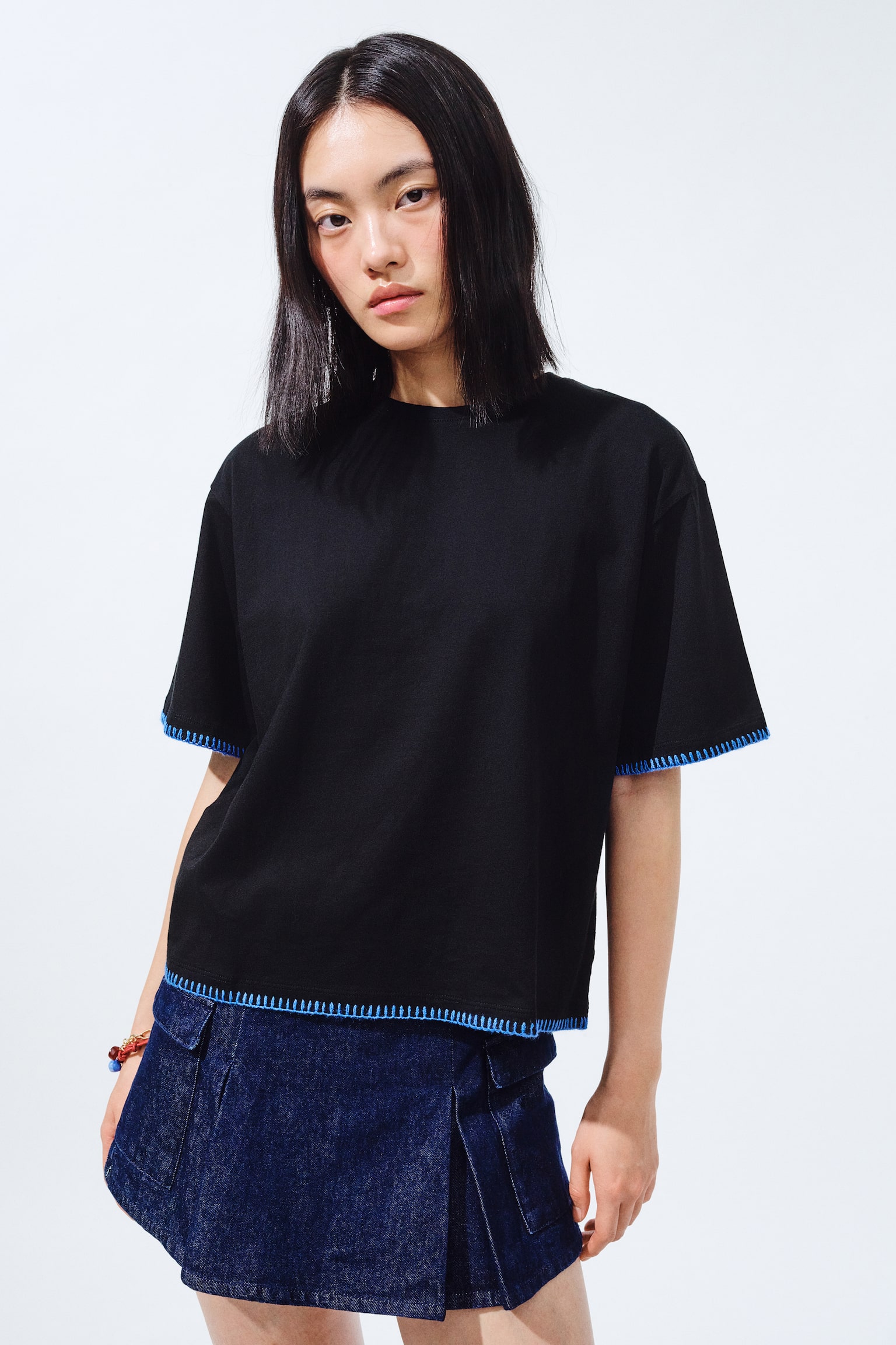 Embellished Tee - Black/White/Little Joys/Light grey marle/Serenity - 1