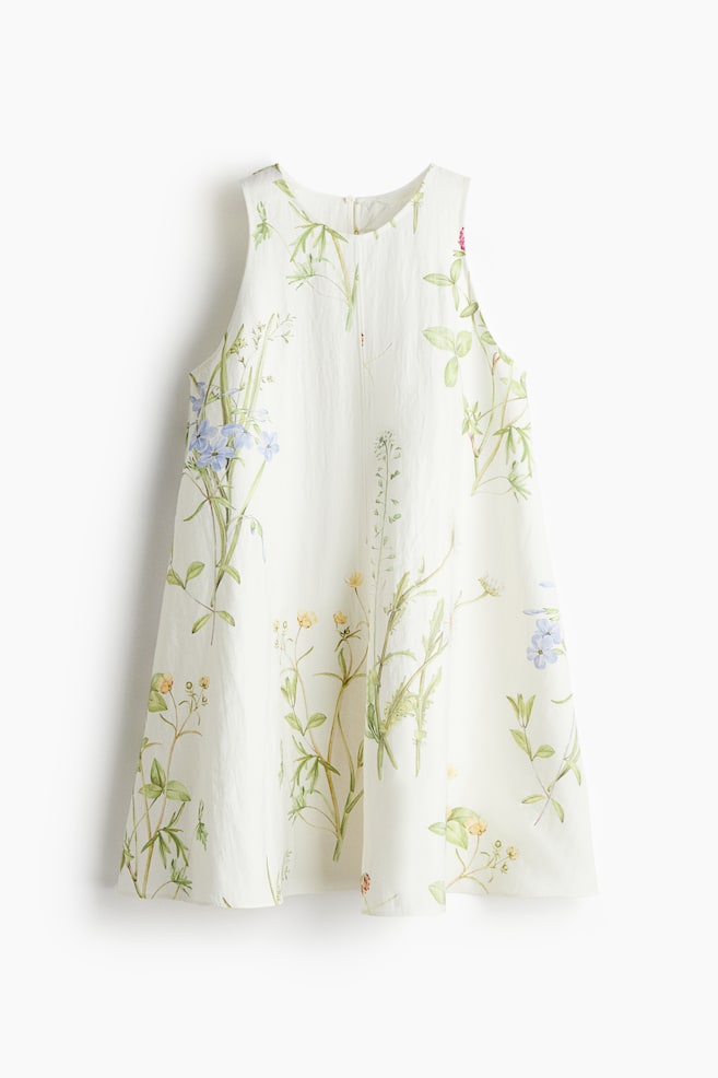 Robe droite - Blanc/fleuri/Noir/Blanc/Blanc/oranges - 1