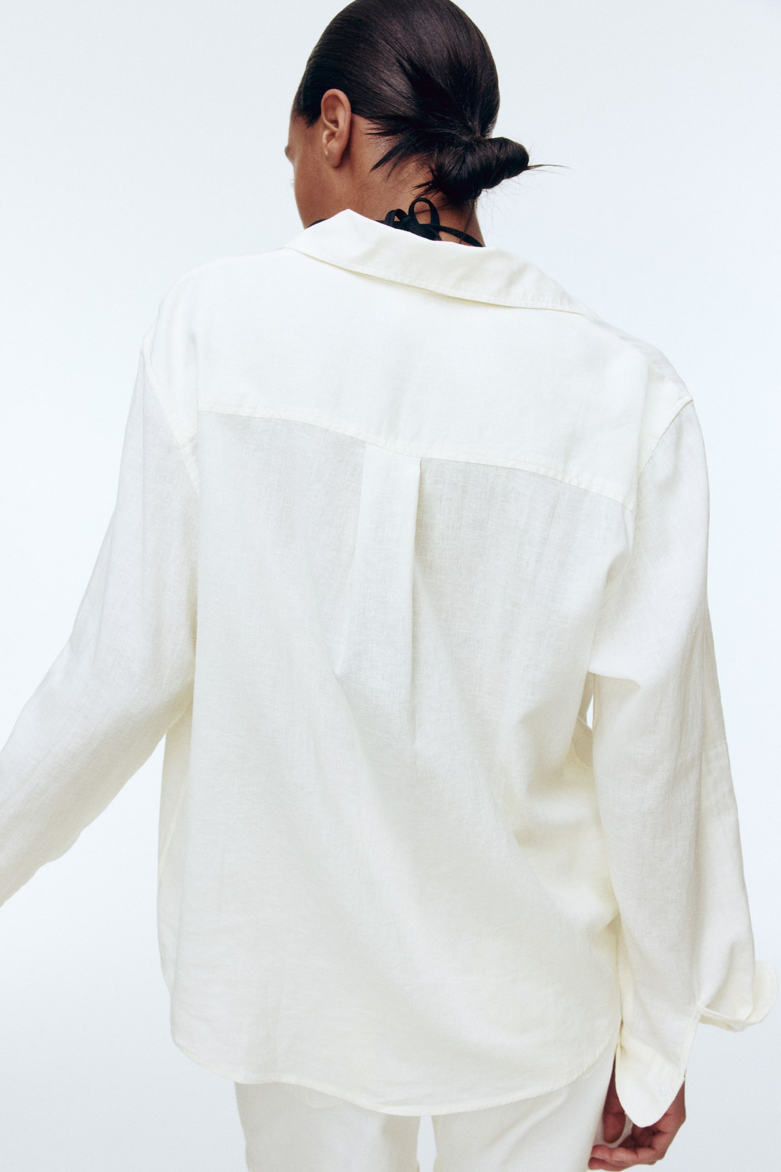 Áo sơ mi linen pha - Màu trắng - 5