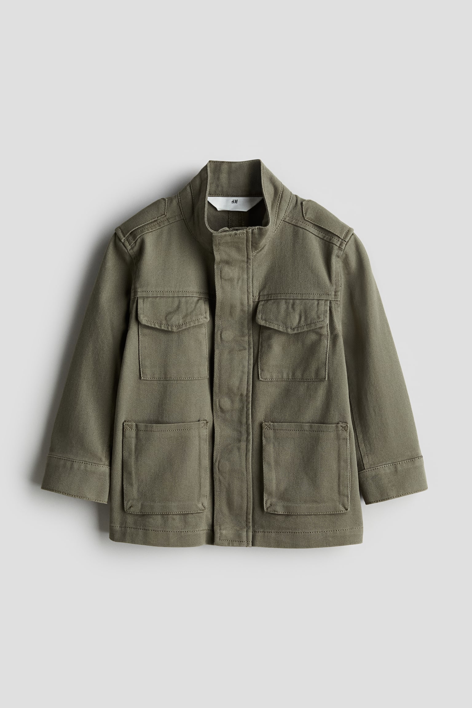 Cotton Twill Utility Jacket - Dark khaki green - 1