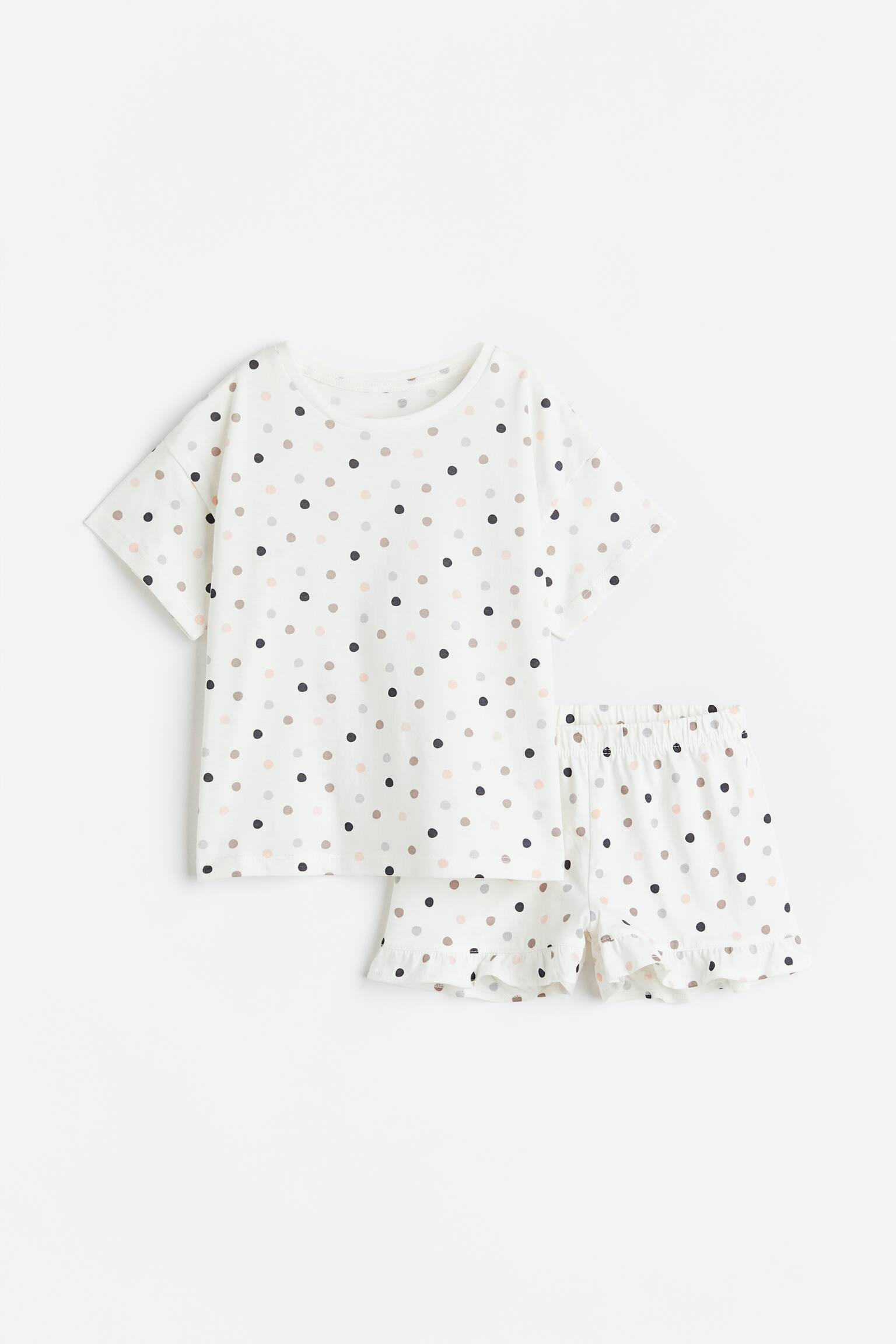 Frill-trimmed pyjamas - White/Spotted - 1