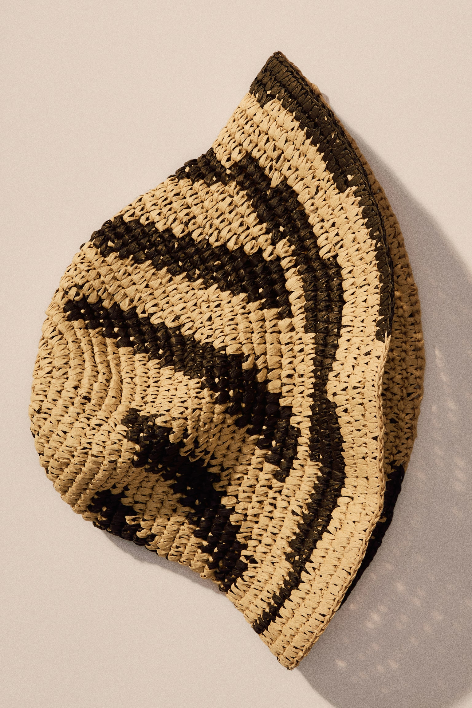 Handmade straw bucket hat - Light beige/Black - 1