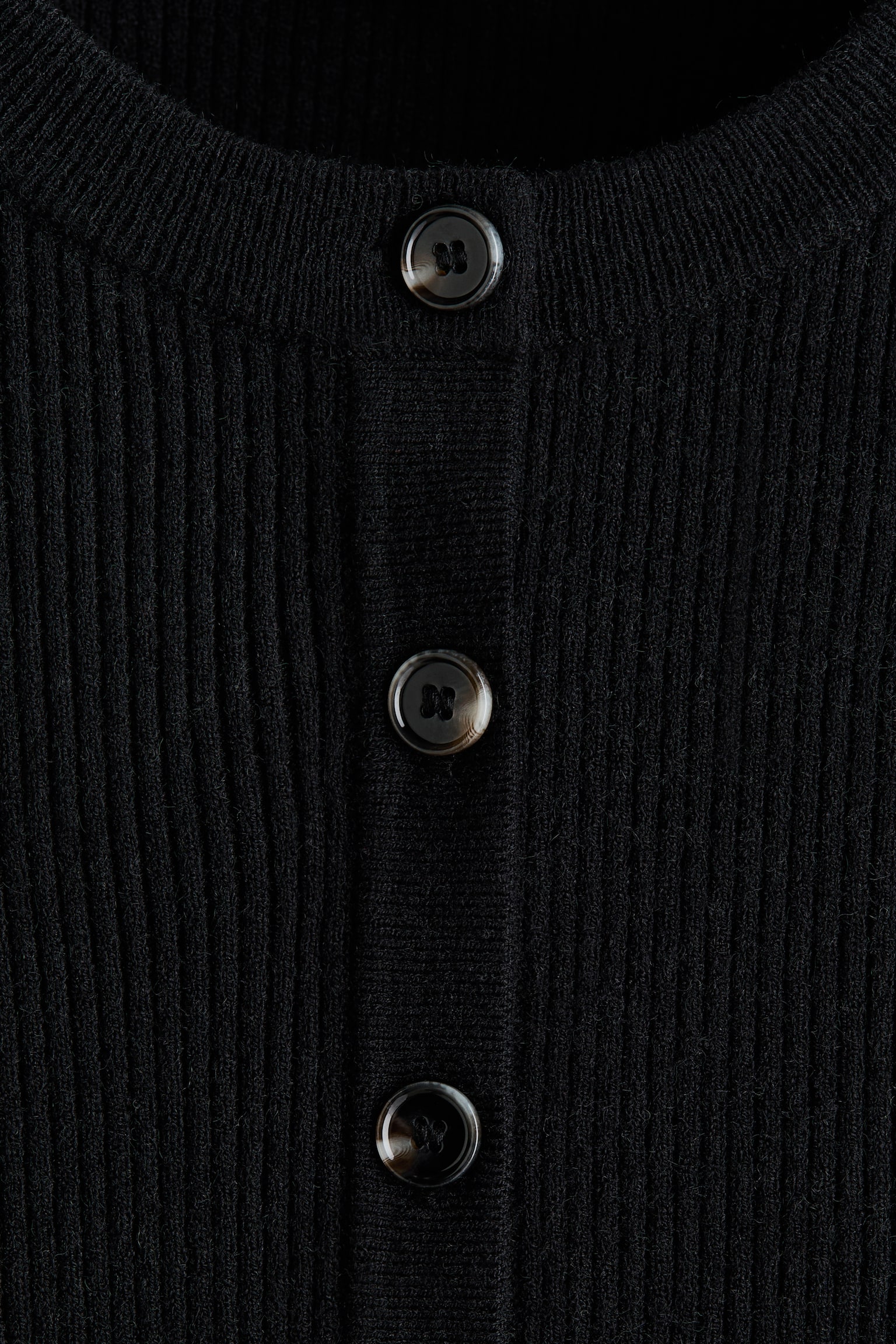 Rib-knit cardigan - Black/Cream/Brown/Burgundy/Grey marl/Dusty pink - 2